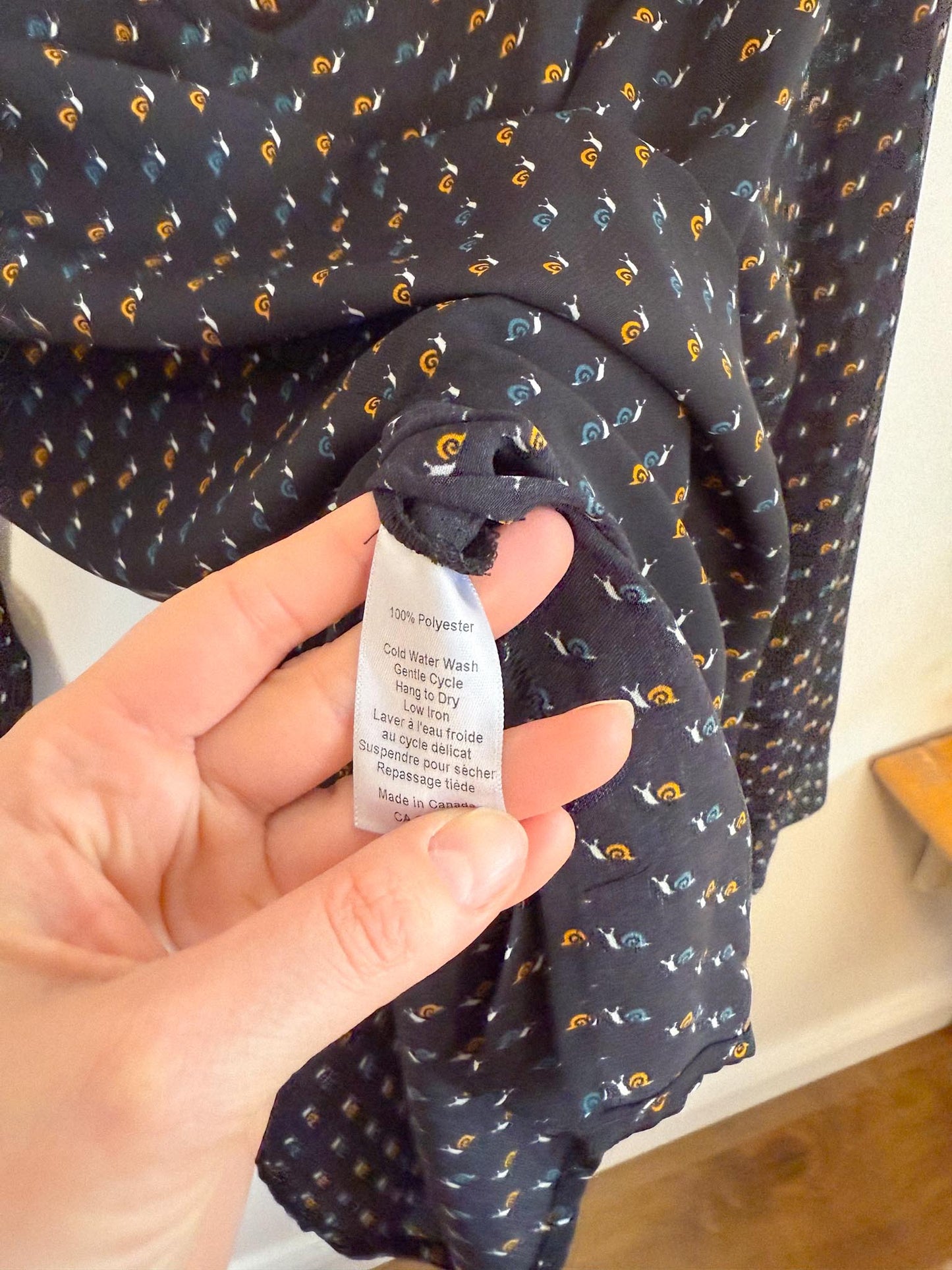 Ninety Eight Snail Print Blouse in Black (Size S)