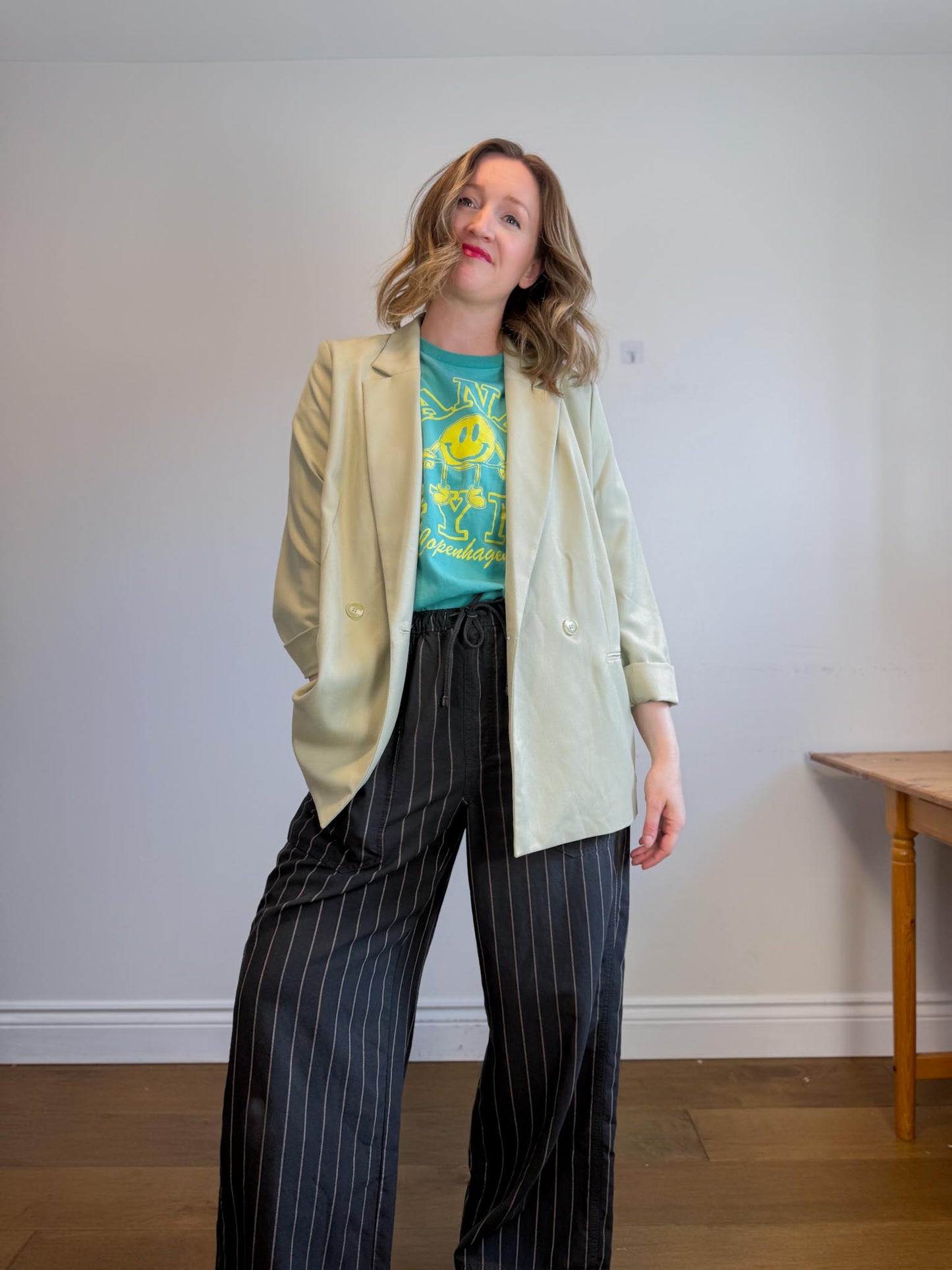 H&M Oversized Blazer in Light Green NWT (Size L)