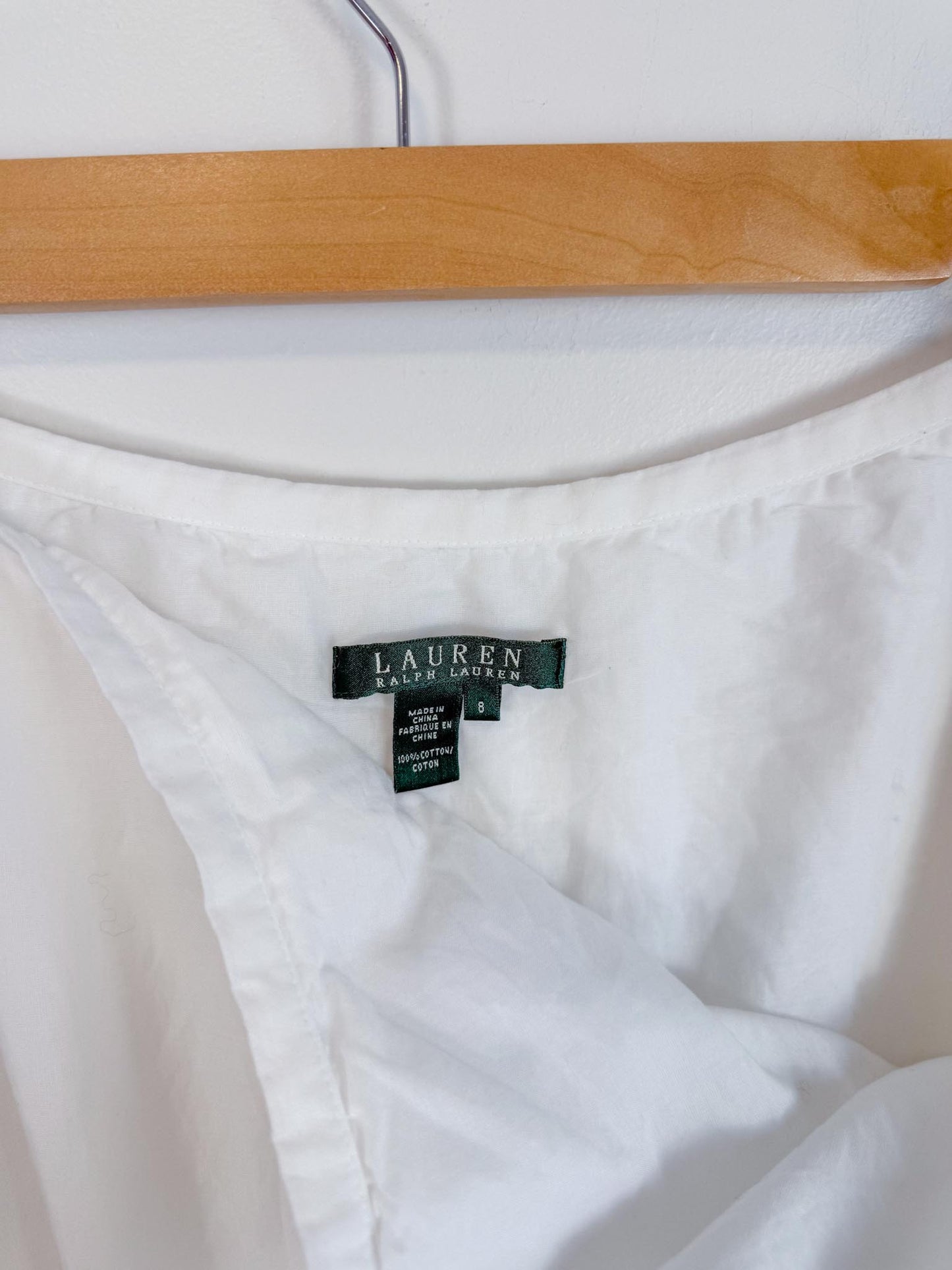 Ralph Lauren White Midi Skirt with Tiered Ruffle (Size M/L)