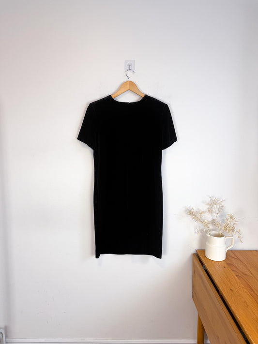 Vintage Velvet Mini Dress in Black (Size L)