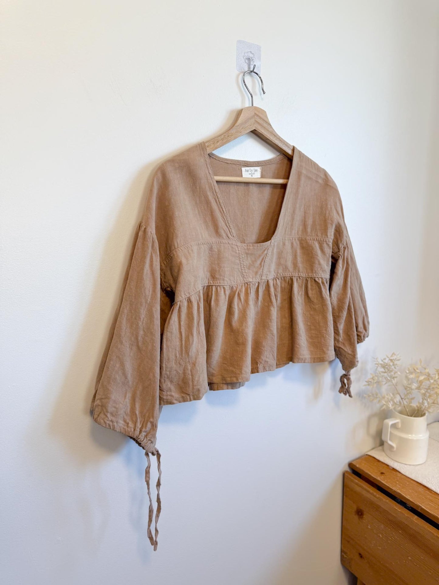 Harly Jae Slow Fashion Cropped Linen Top (Size XS-M)