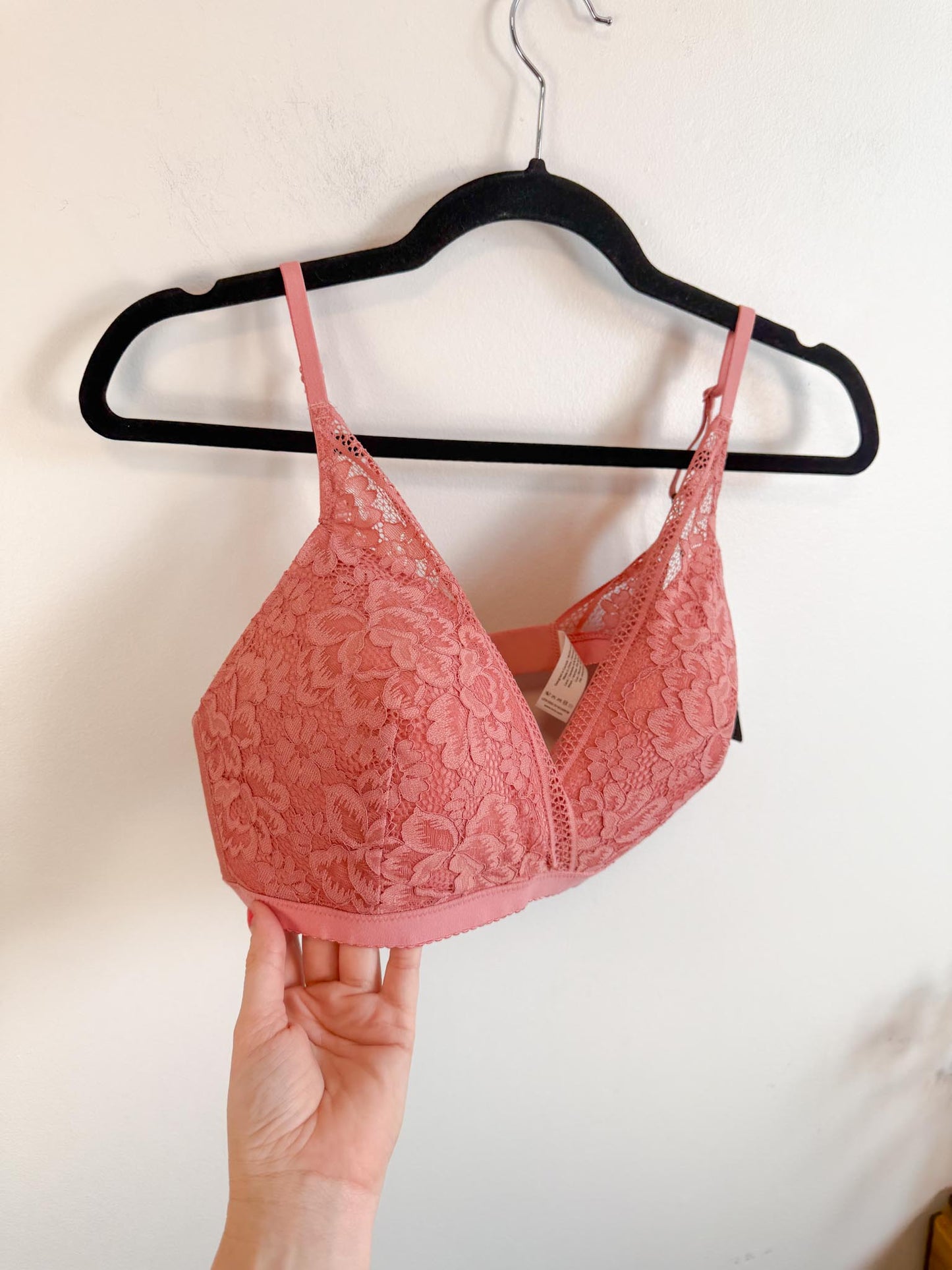Knix "Deep V Lace Bralette in Pink Sorbet" NWT (Size XL)