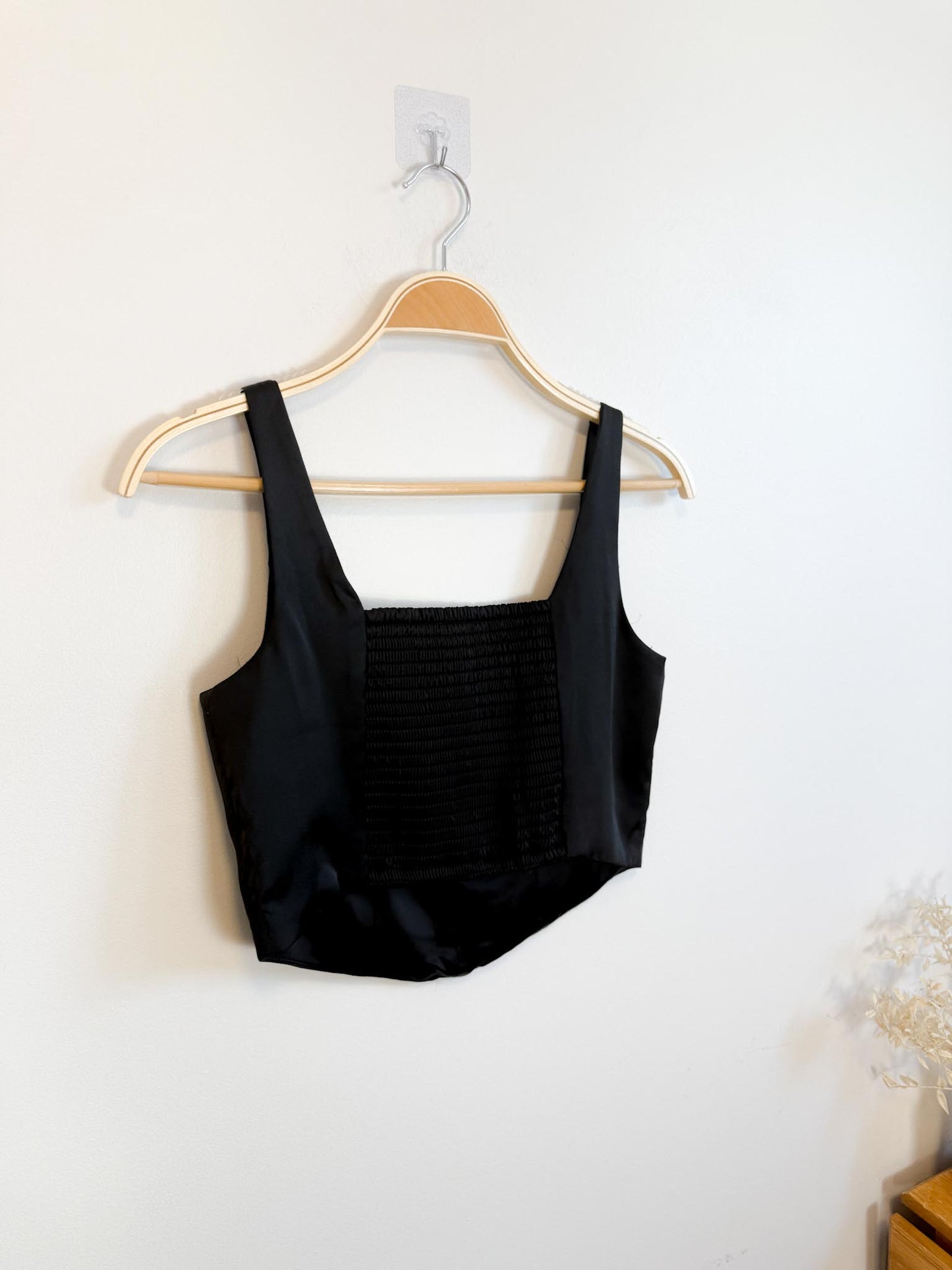 House of Harlow Black Satin Cropped Tank (Size M)