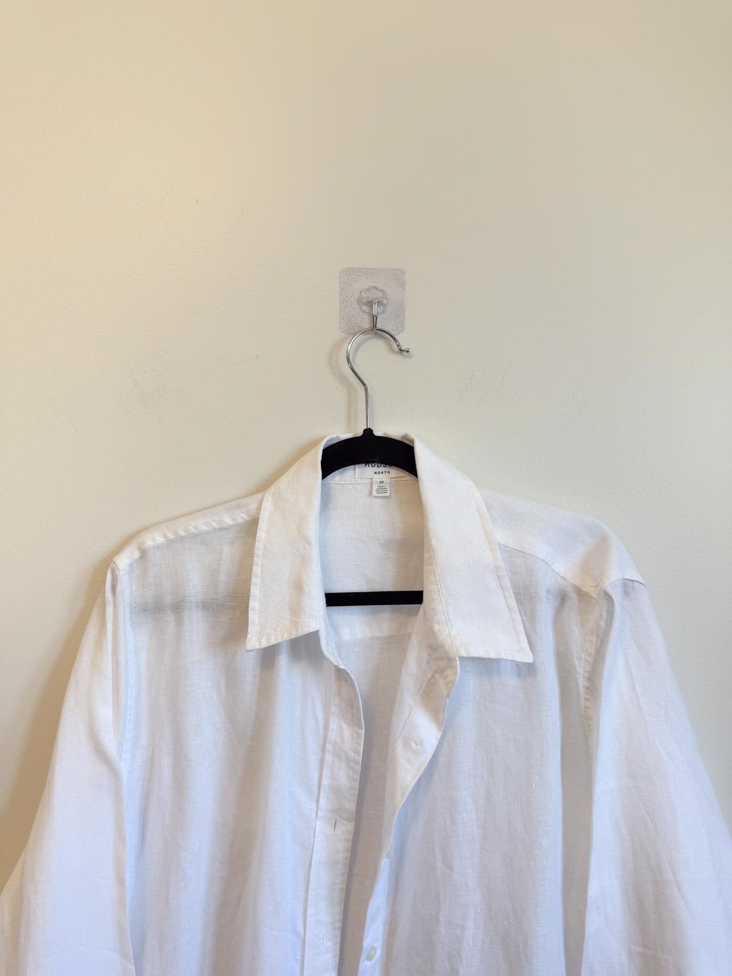 Hudson North Oversized Linen Blouse in White (Size 2X)