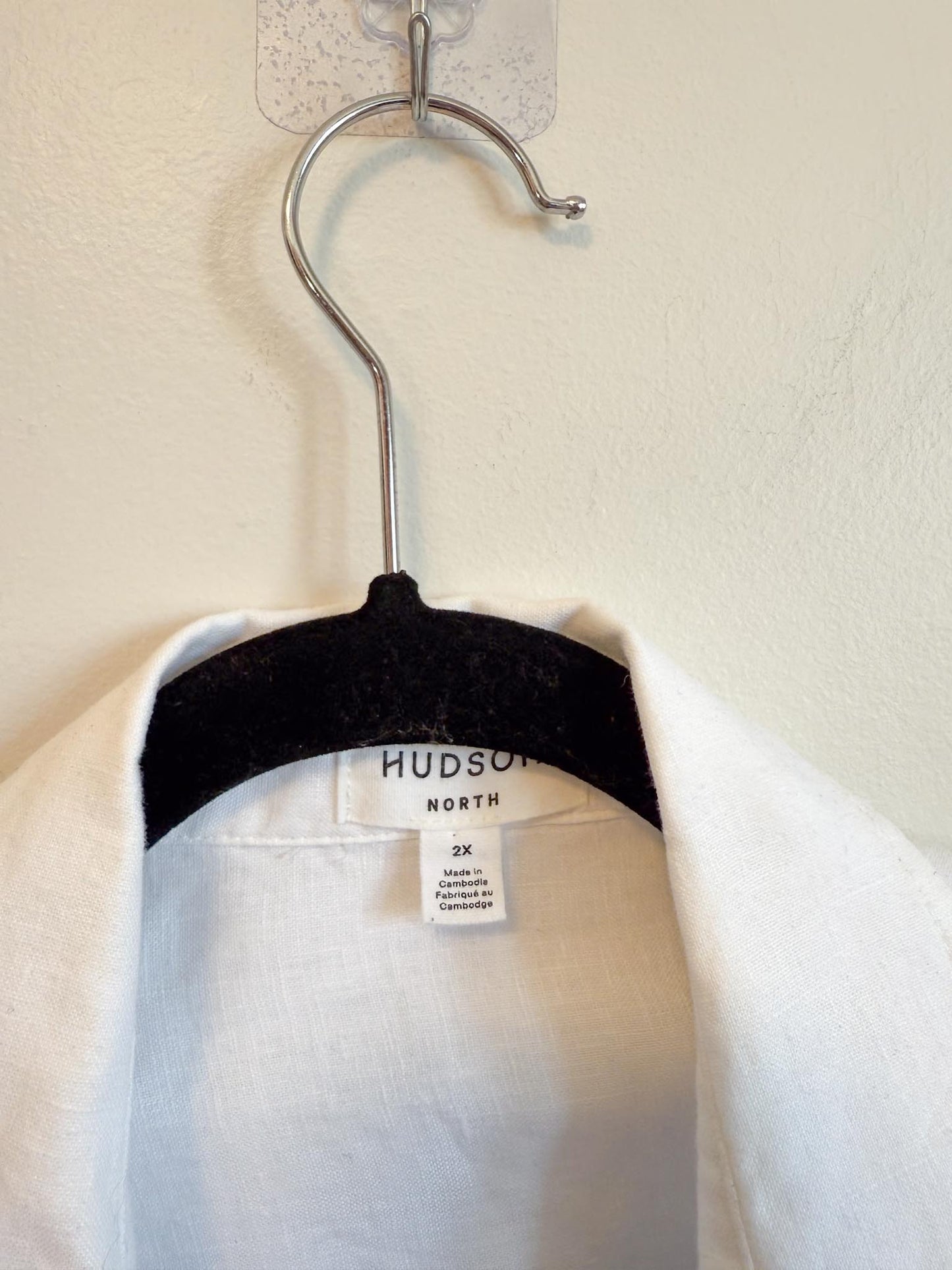 Hudson North Oversized Linen Blouse in White (Size 2X)
