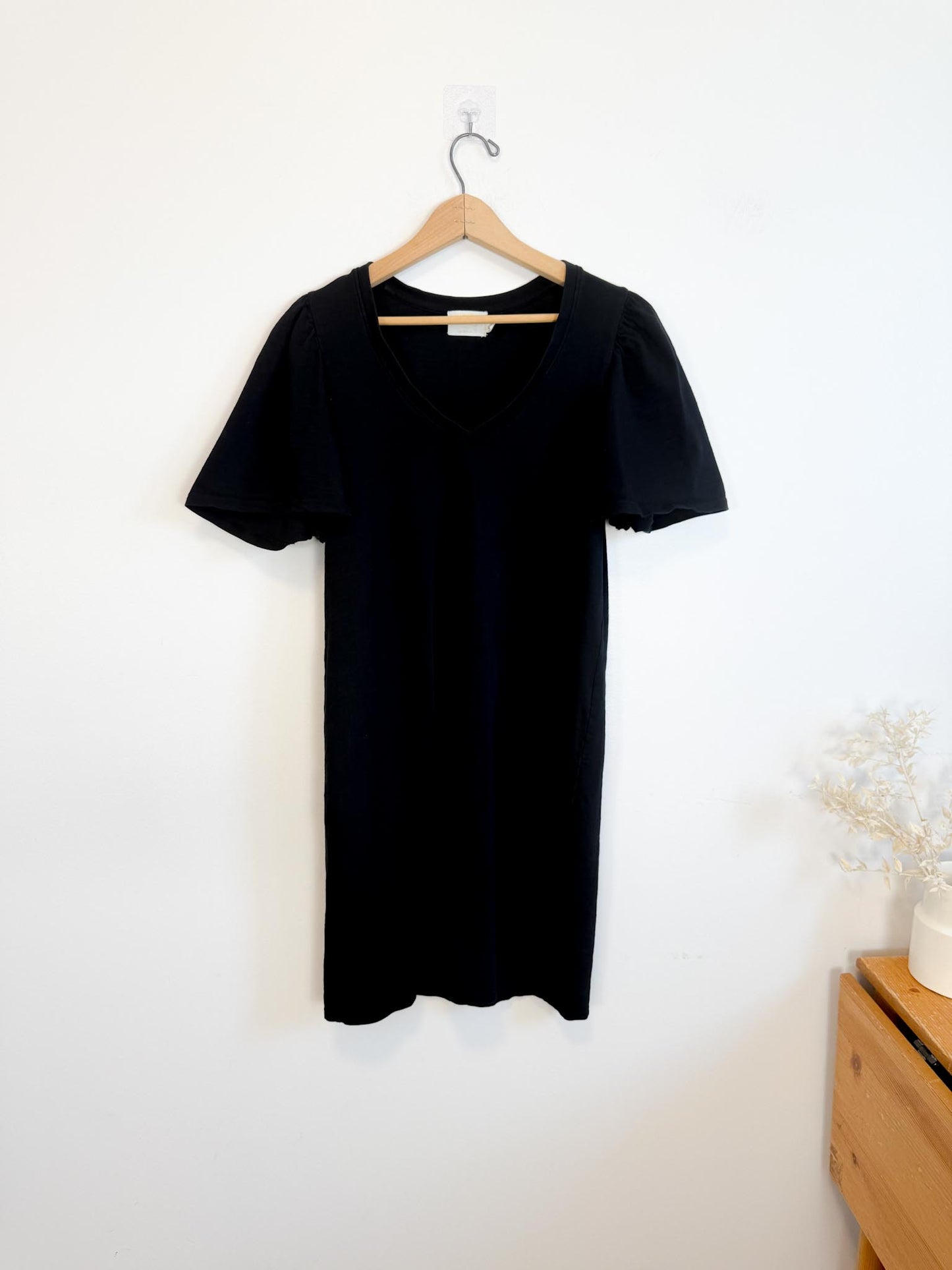 Nation Ltd Slow Fashion Black Mini Dress with Puff Sleeve (Size S)