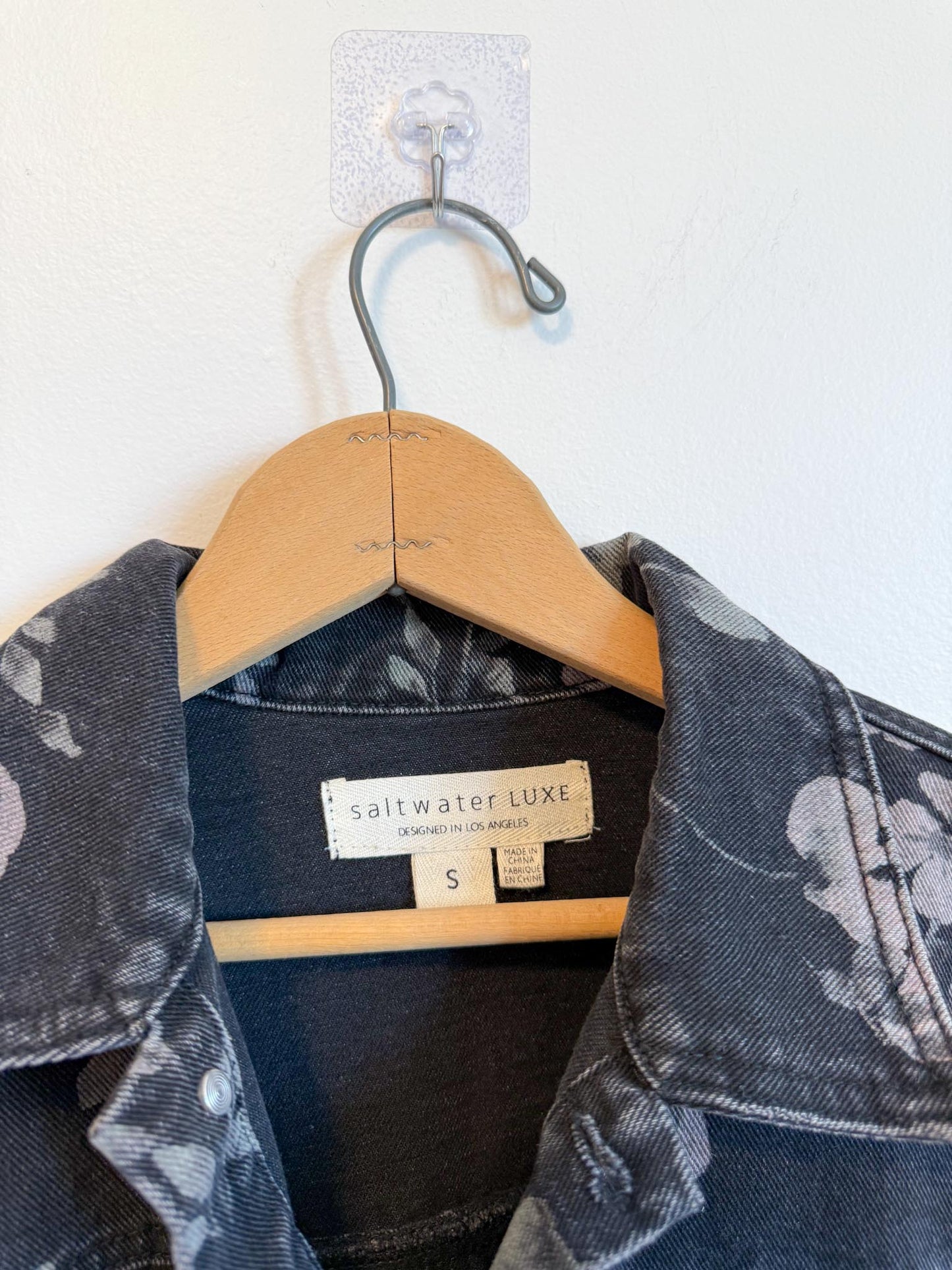 Saltwater Luxe Floral Denim Jacket with Tassels (Size S/M)