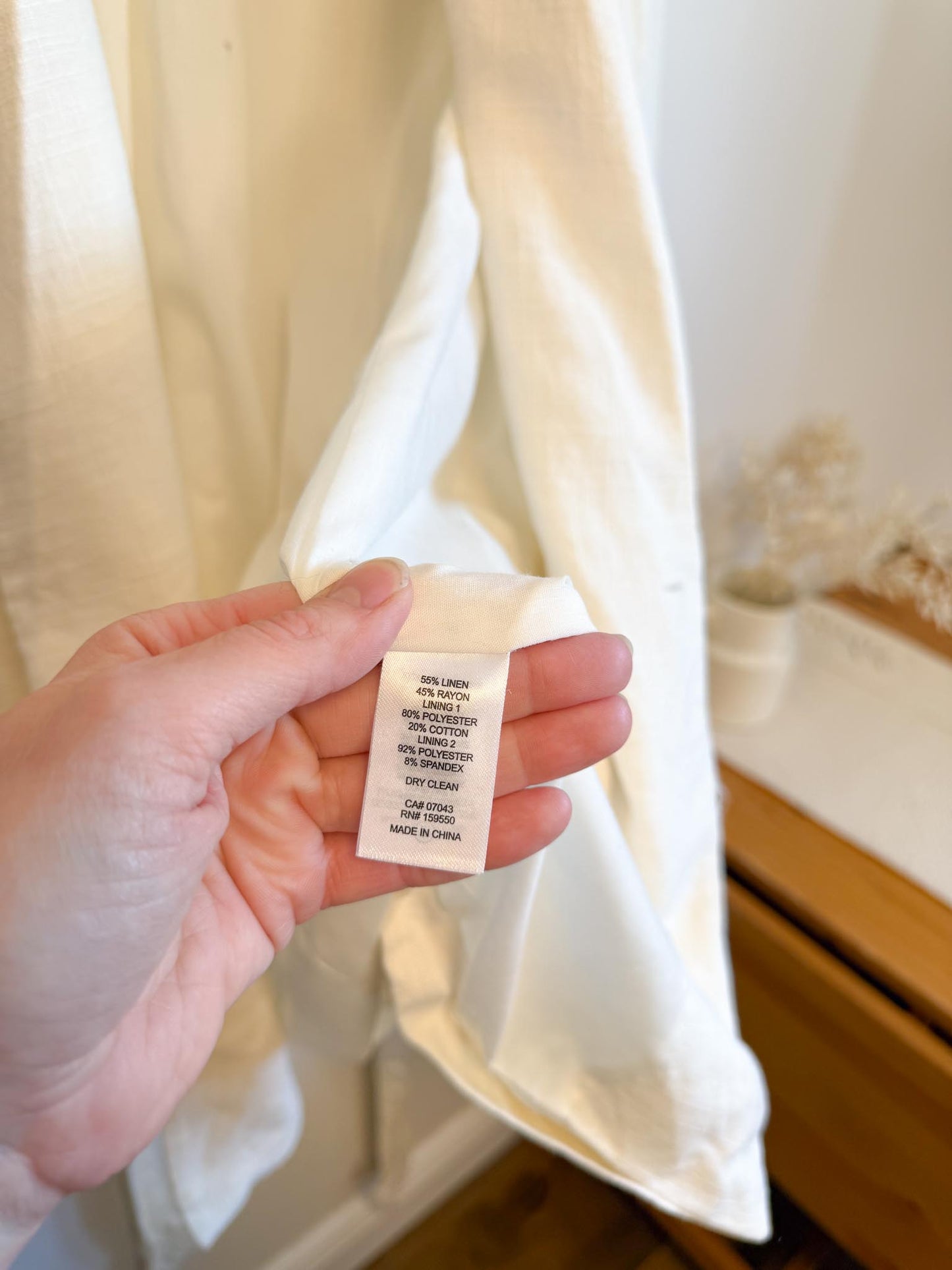 House of Harlow Cream Linen-Blend Blazer with Belt (Size L)