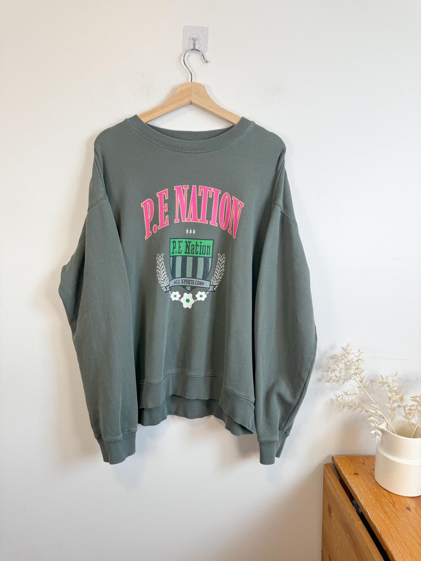 P.E Nation Crewneck in Green/Pink (Size S/M)