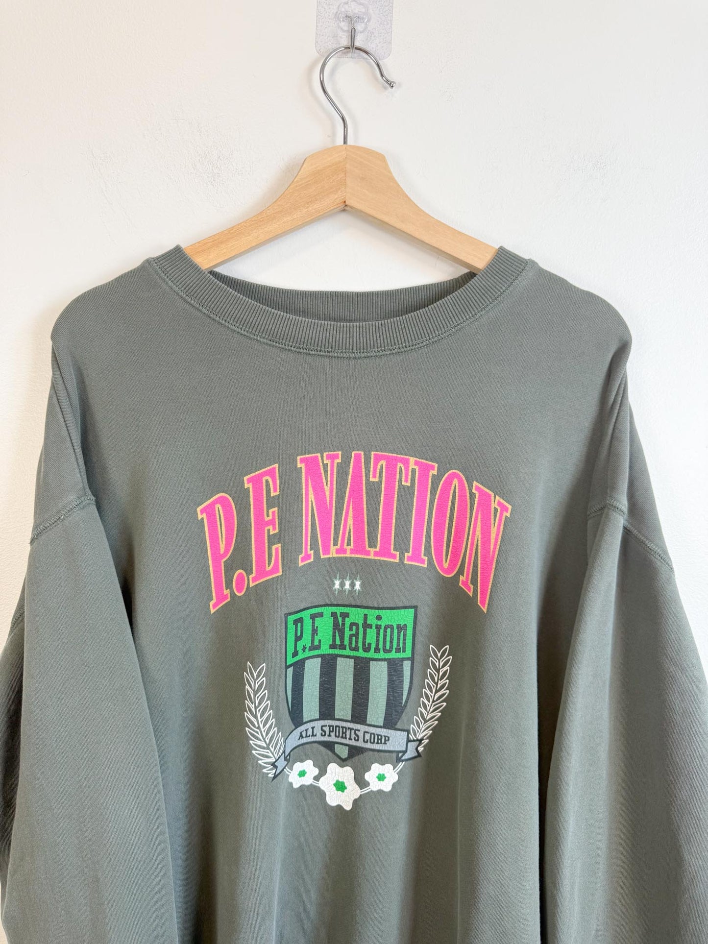 P.E Nation Crewneck in Green/Pink (Size S/M)