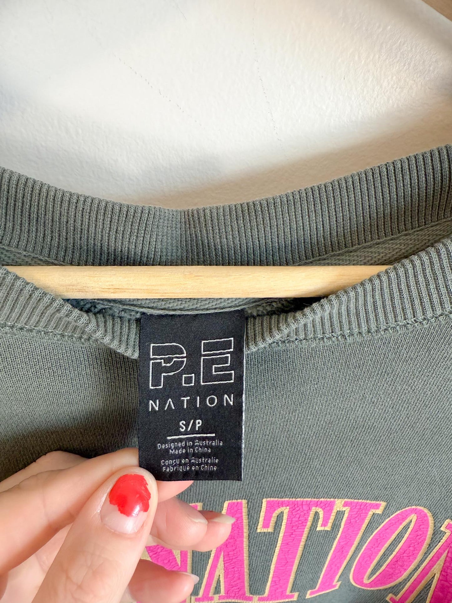 P.E Nation Crewneck in Green/Pink (Size S/M)