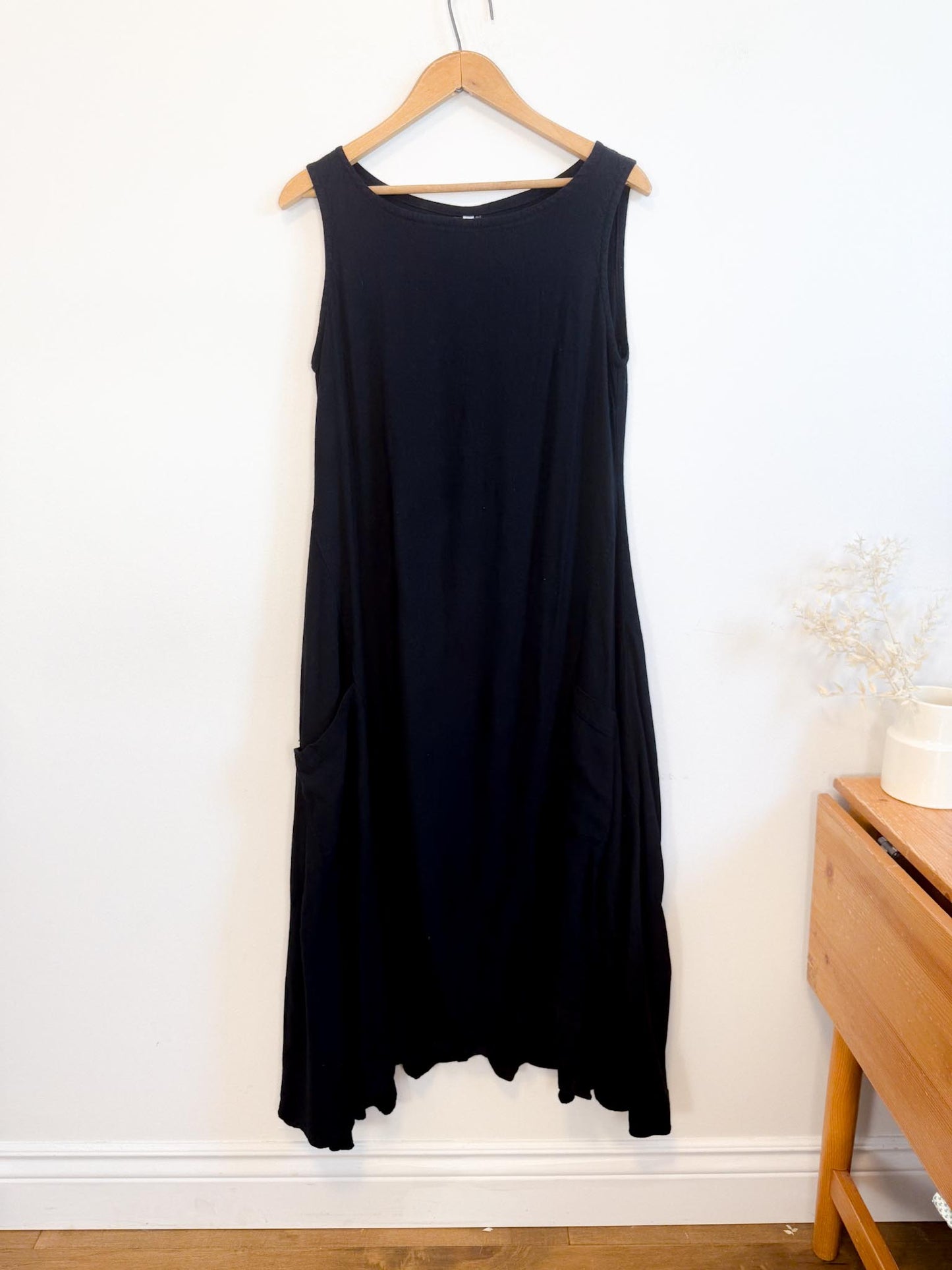 Kaliyana Canadian Slow Fashion Linen Midi Dress in Black (Size S-L)