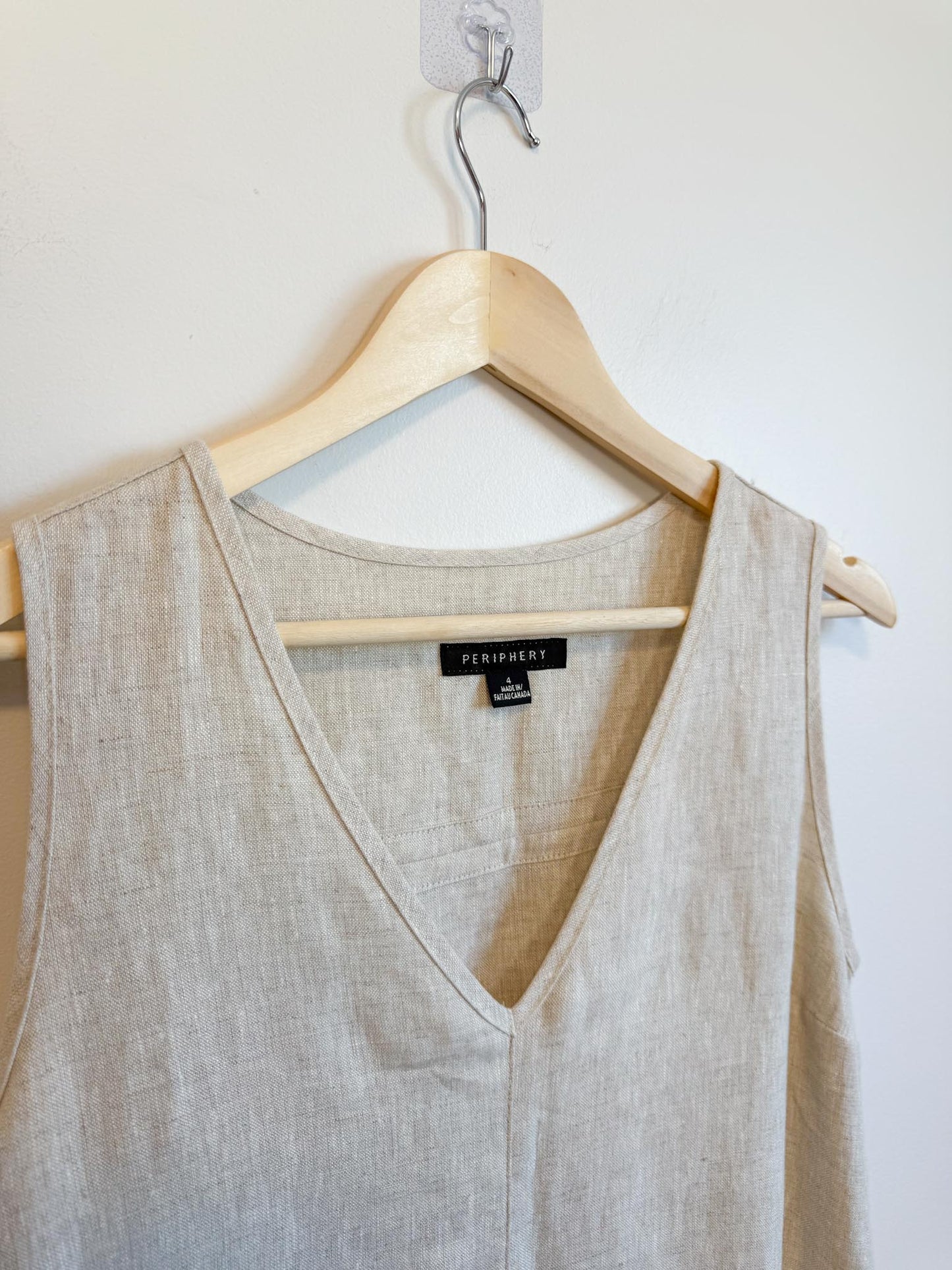 Periphery Canadian Linen Assymetrical Midi Dress in Oatmeal (Size S/M)
