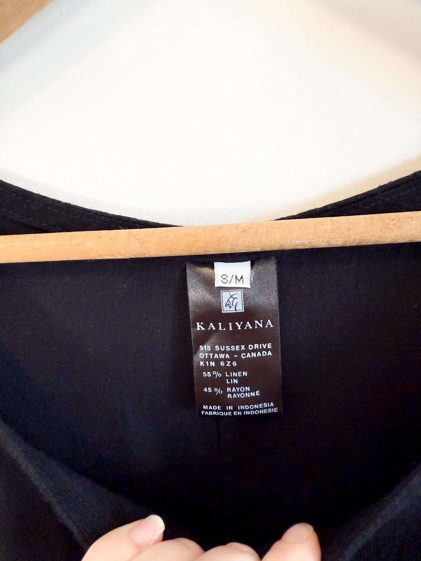 Kaliyana Canadian Slow Fashion Linen Midi Dress in Black (Size S-L)