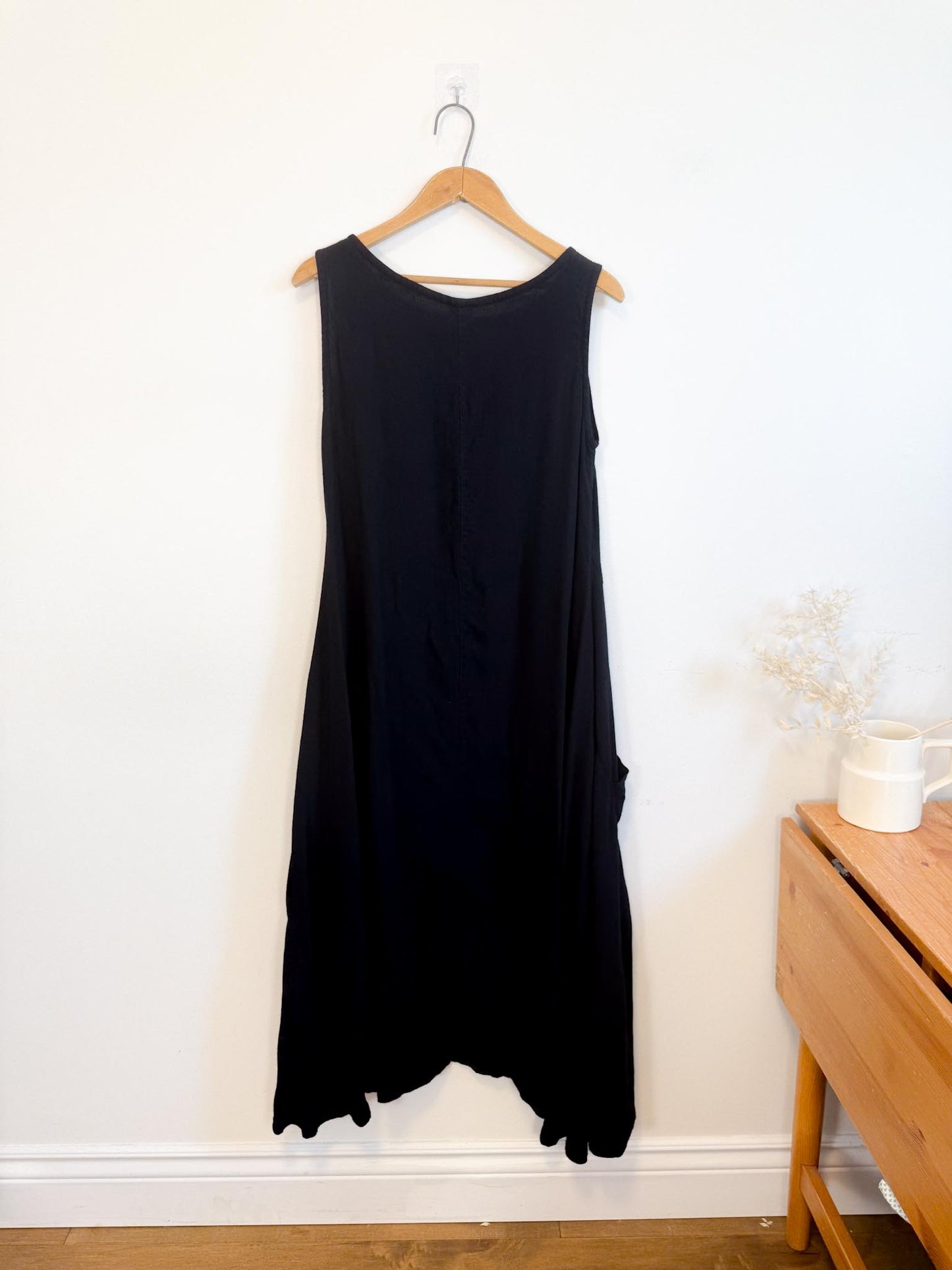 Kaliyana Canadian Slow Fashion Linen Midi Dress in Black (Size S-L)