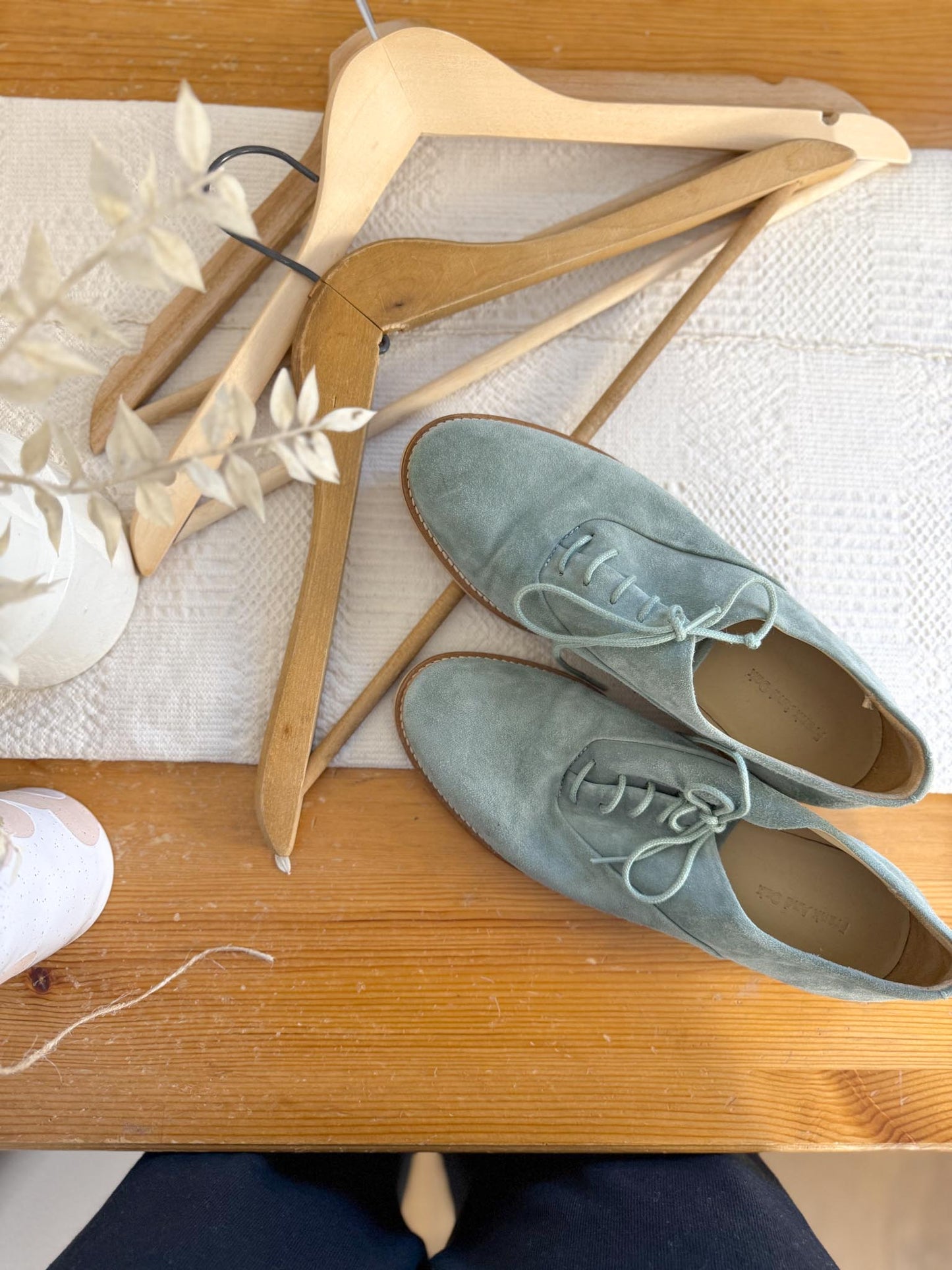 Frank & Oak Suede Lace Up Loafers in Sage Green (Size 7.5)