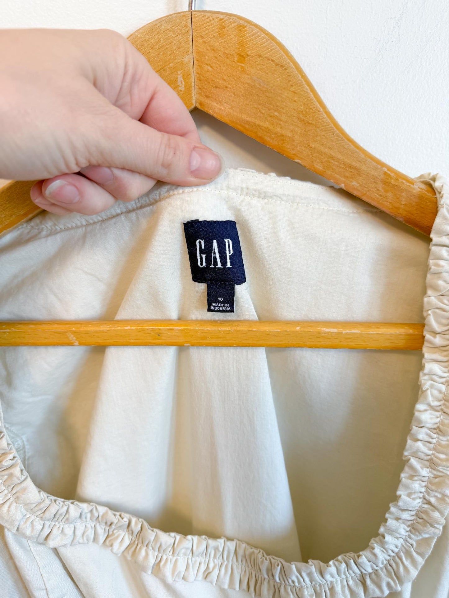 Gap Babydoll Puff Sleeve Mini Dress in Beige (Size L)