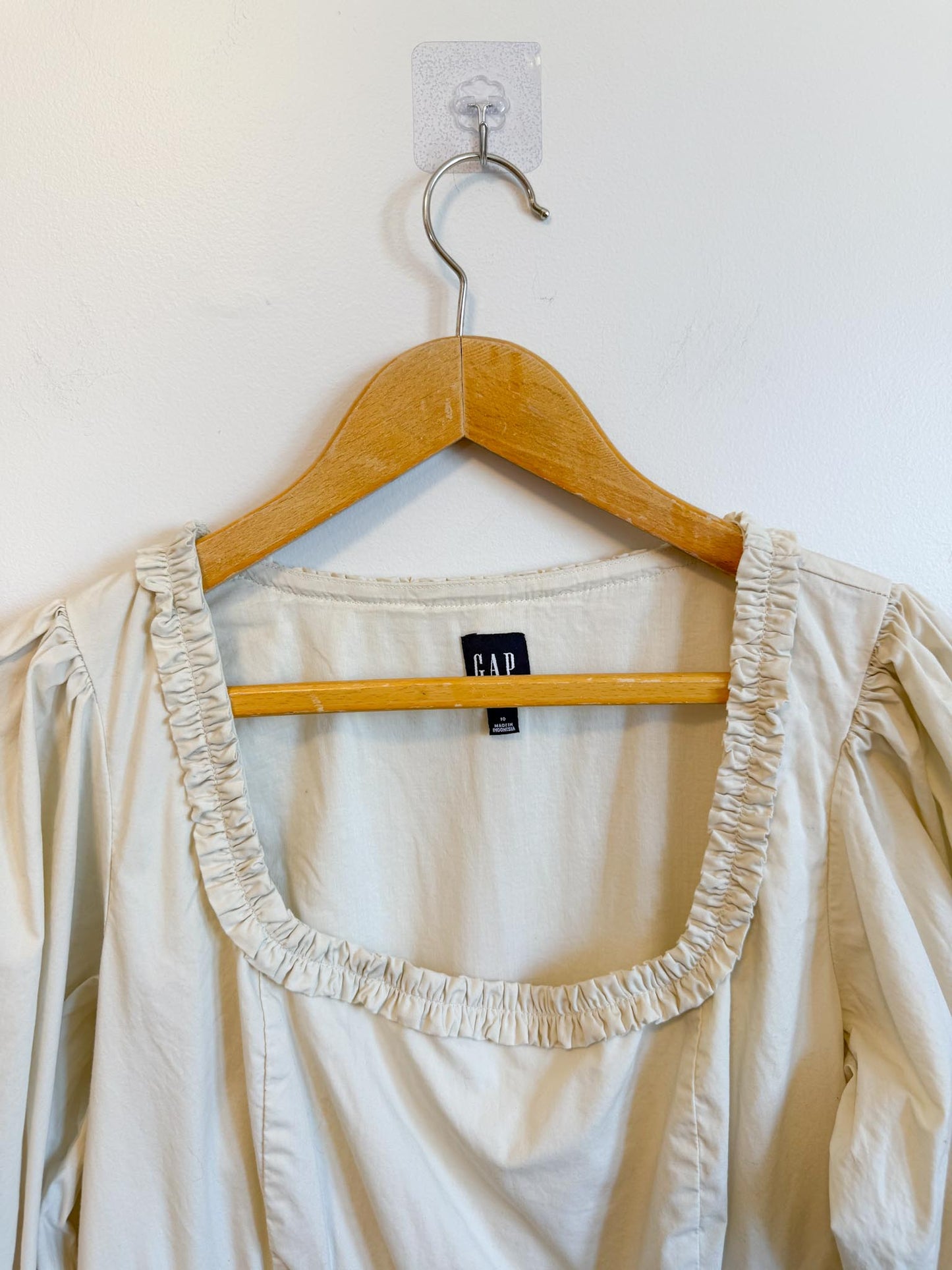 Gap Babydoll Puff Sleeve Mini Dress in Beige (Size L)
