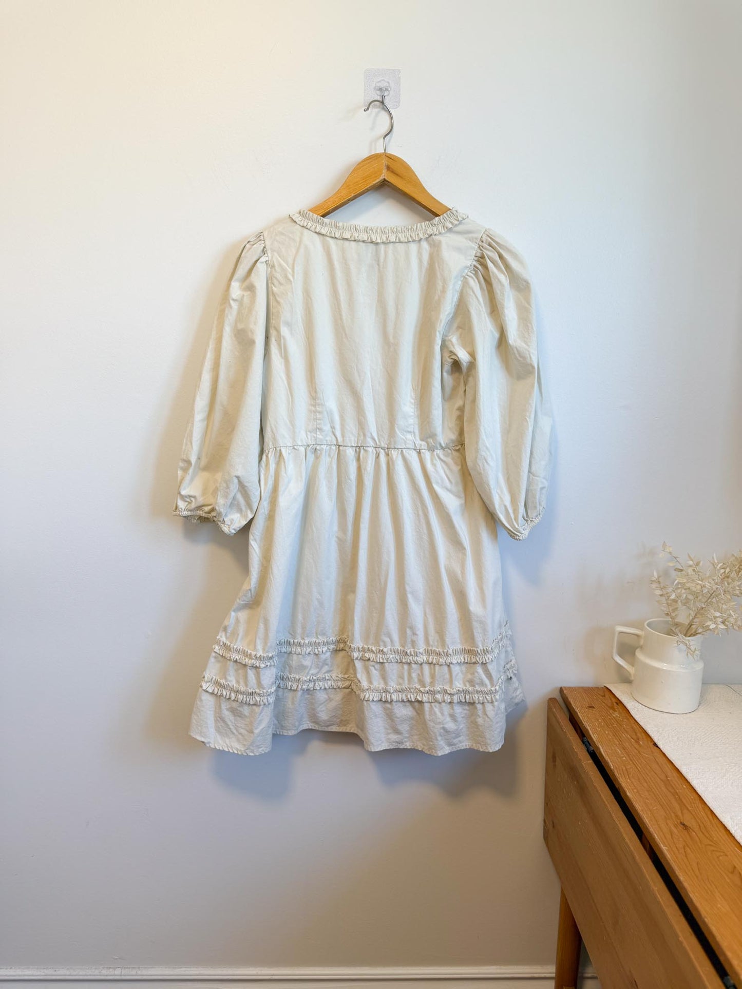 Gap Babydoll Puff Sleeve Mini Dress in Beige (Size L)