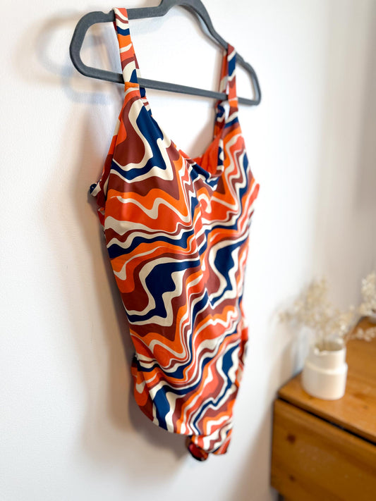 KNIX One Piece Bathing Suit in Heat Wave Print (Size 3X)