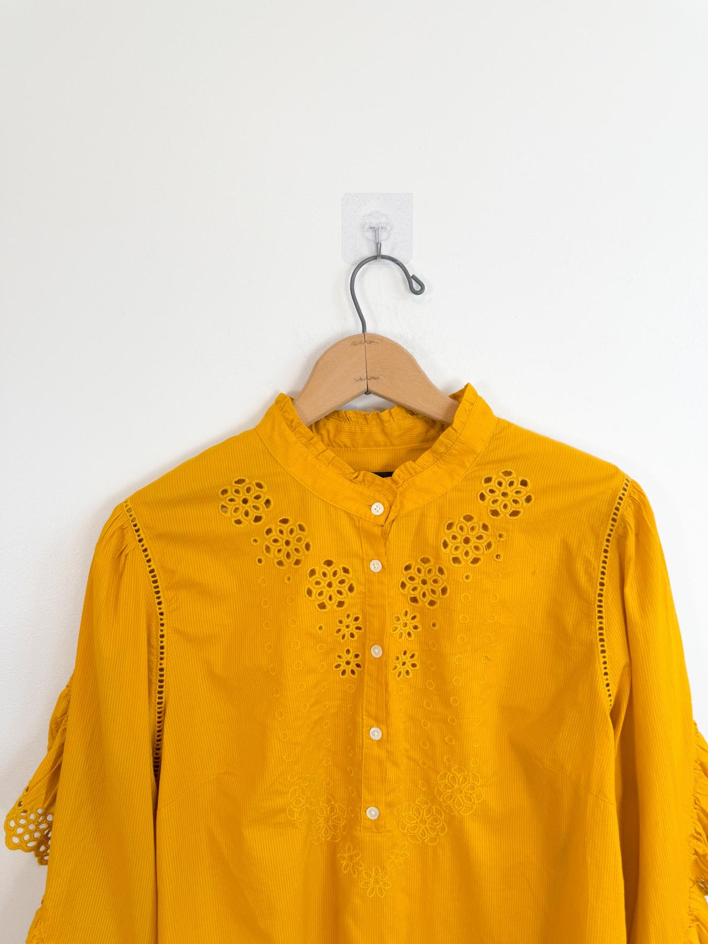 J.Crew Ruffled Eyelet Blouse in Mustard (Size M/L)