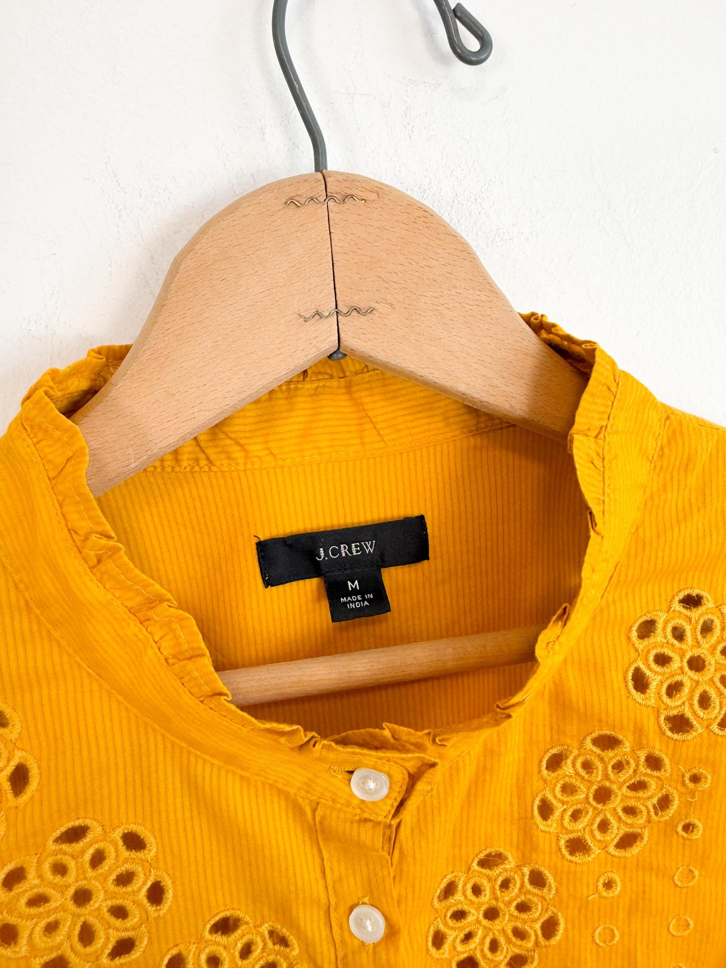 J.Crew Ruffled Eyelet Blouse in Mustard (Size M/L)