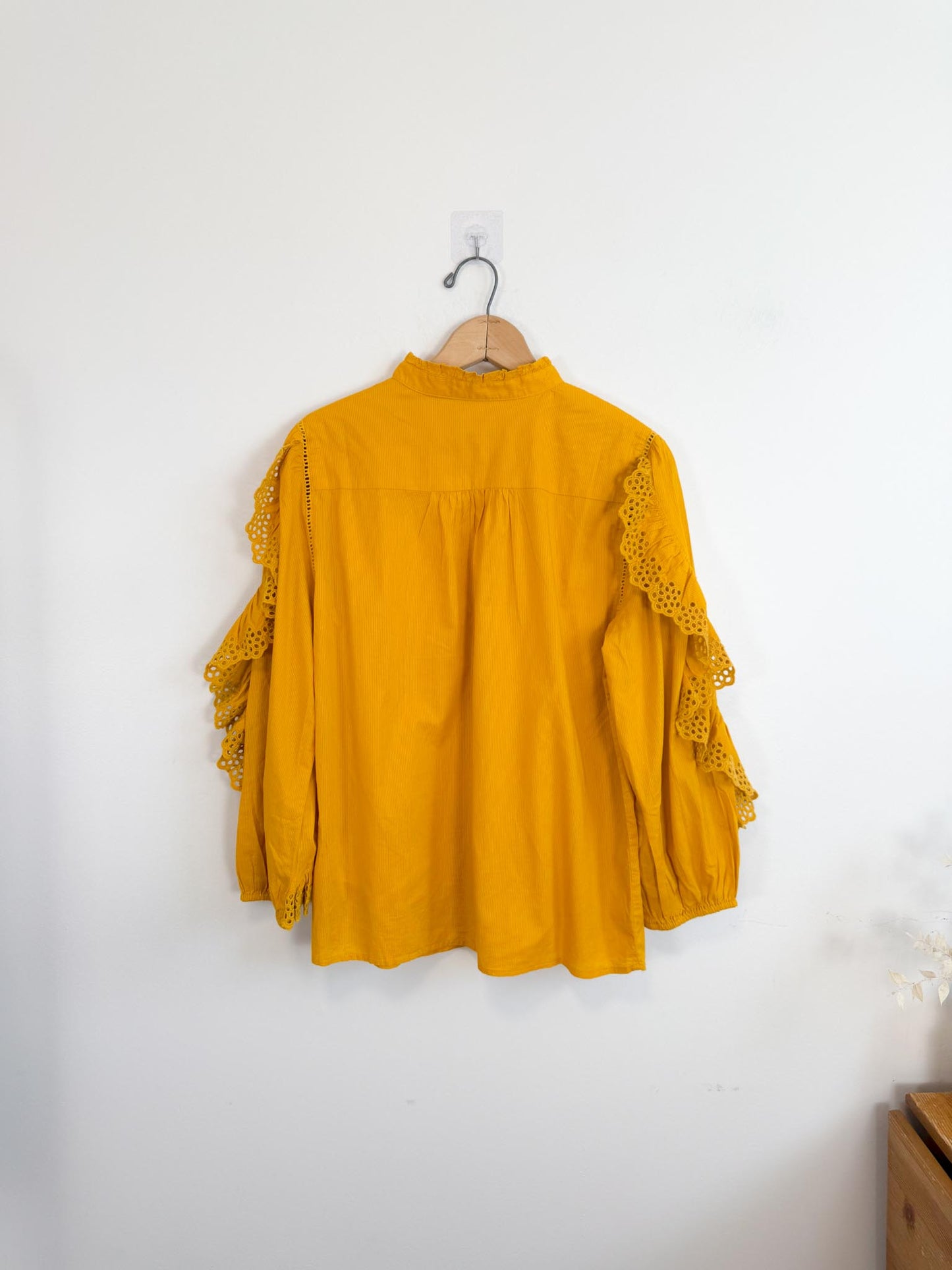 J.Crew Ruffled Eyelet Blouse in Mustard (Size M/L)