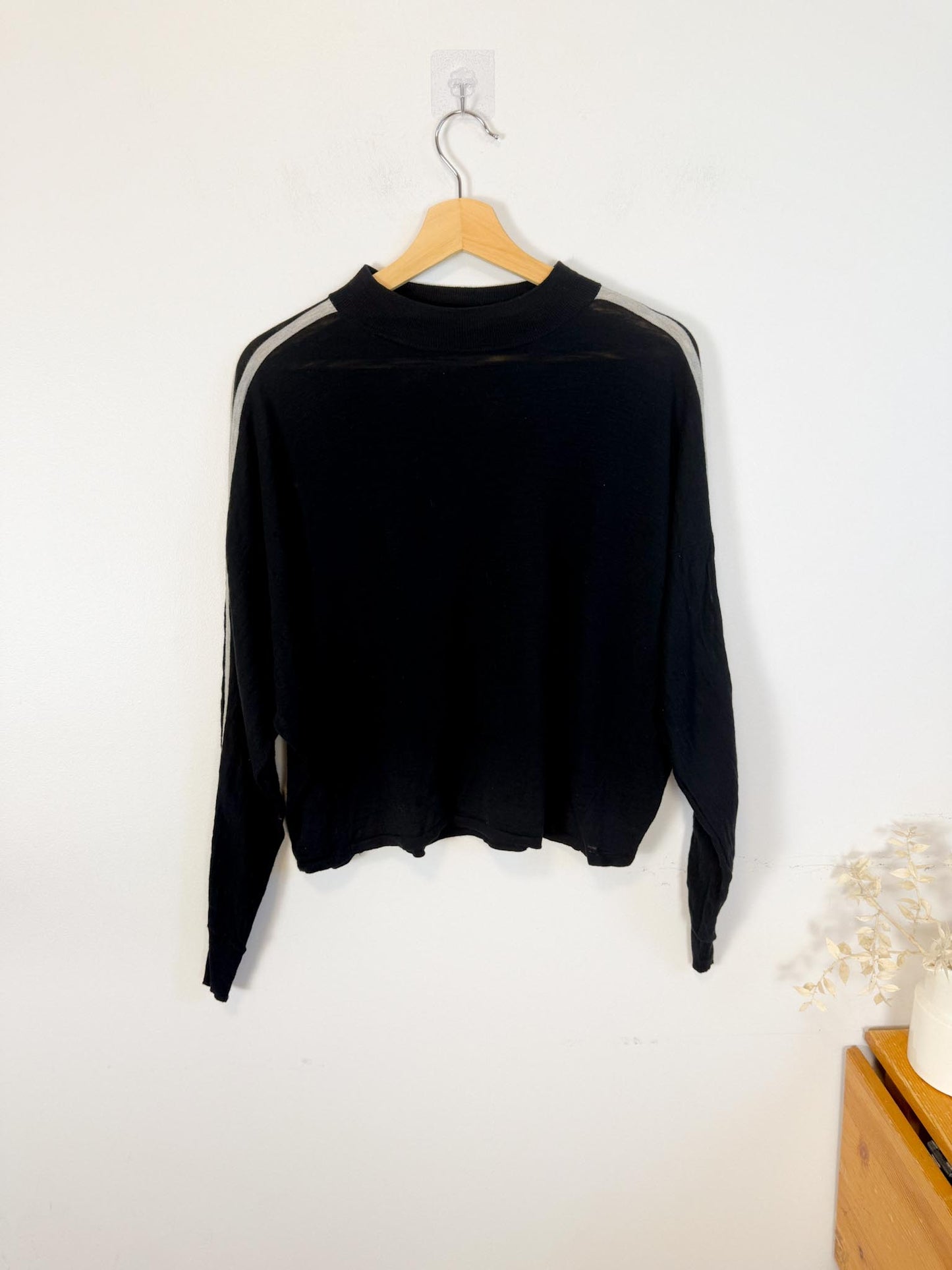 360 Sweater "Essie Sweater in Black with Arm Stripe" (Size XS-M