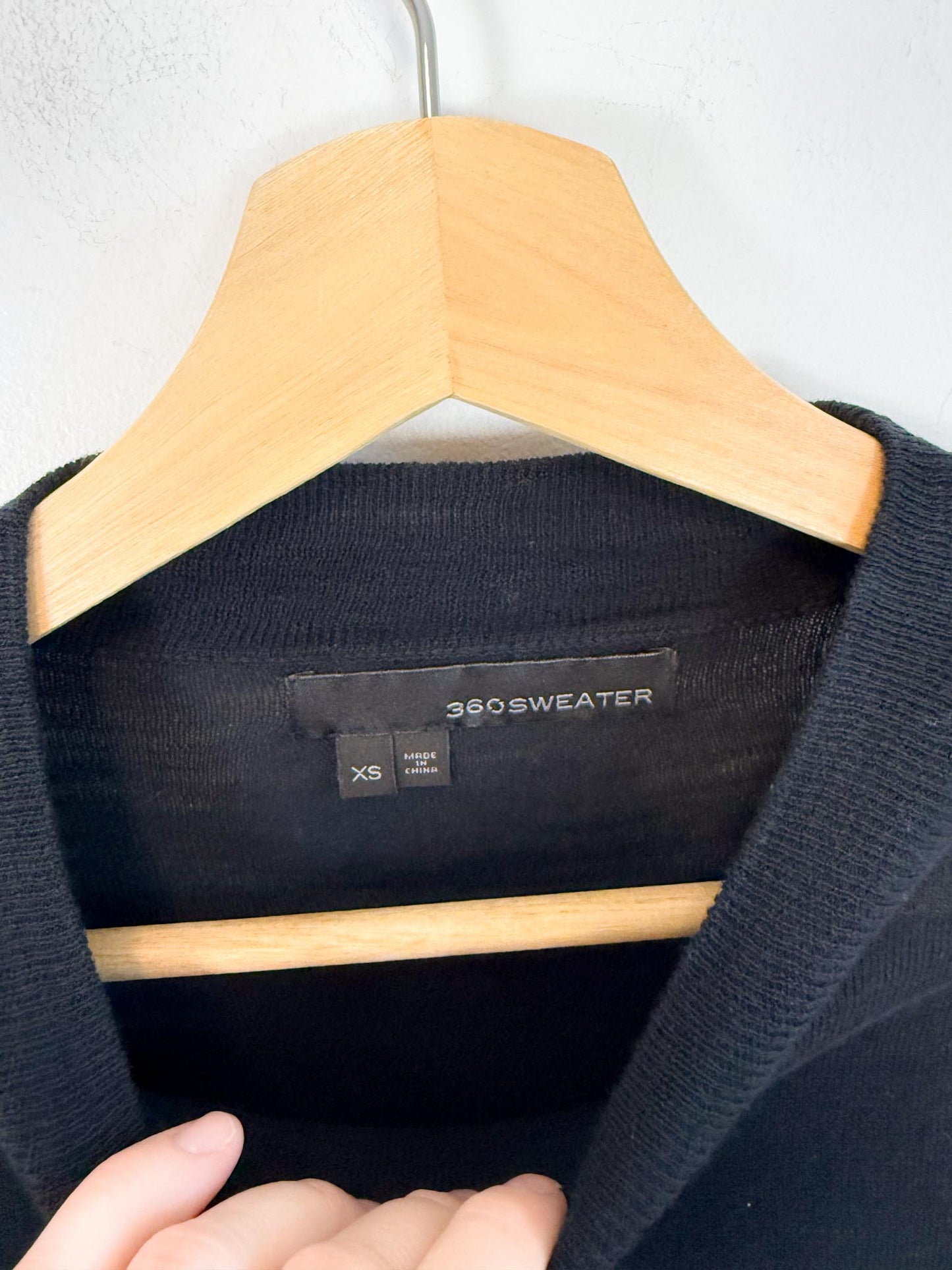 360 Sweater "Essie Sweater in Black with Arm Stripe" (Size XS-M
