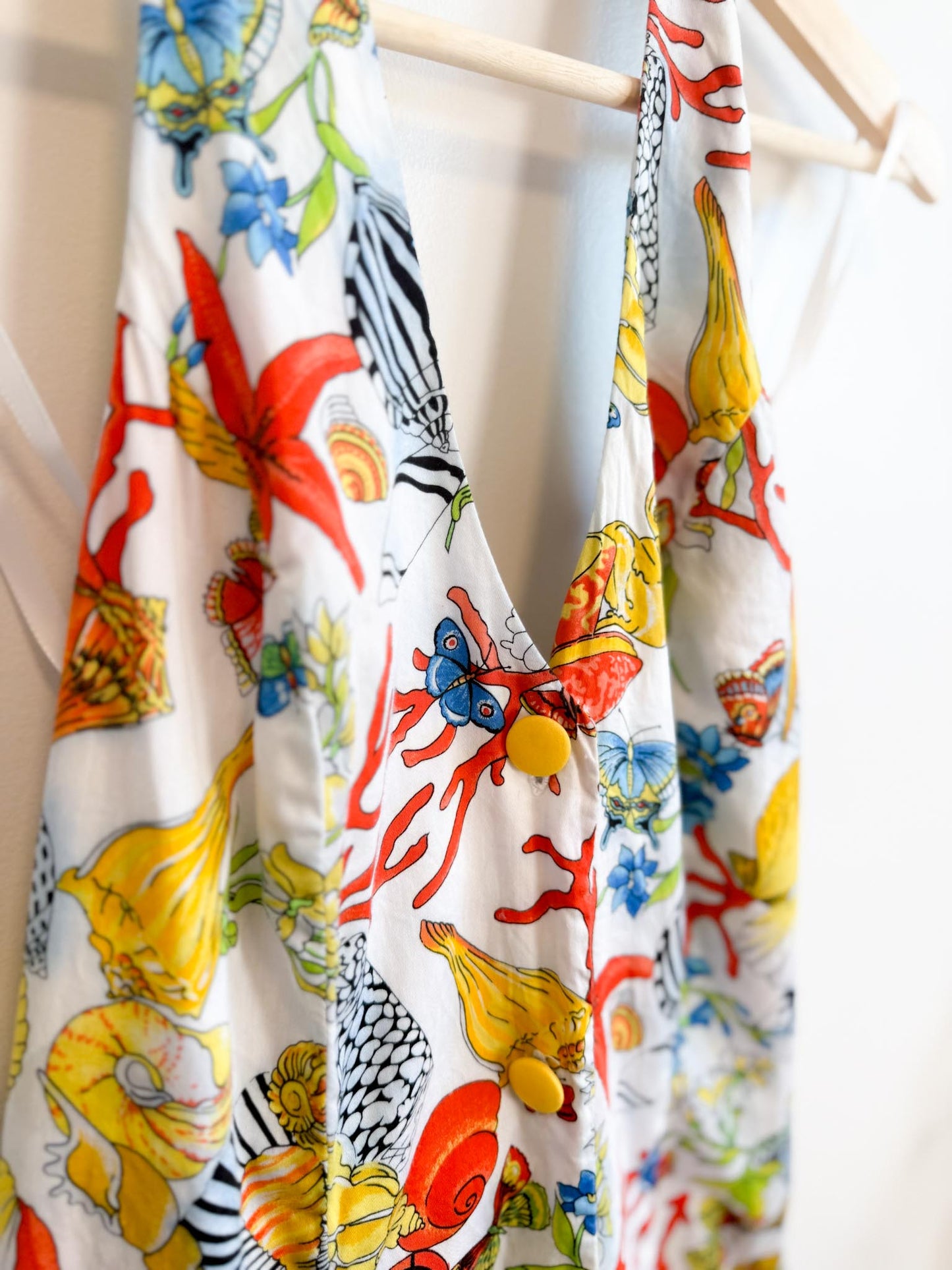 Ryerson School of Fashion Starfish & Seashell Print Halter Mini Dress (Size S/M)