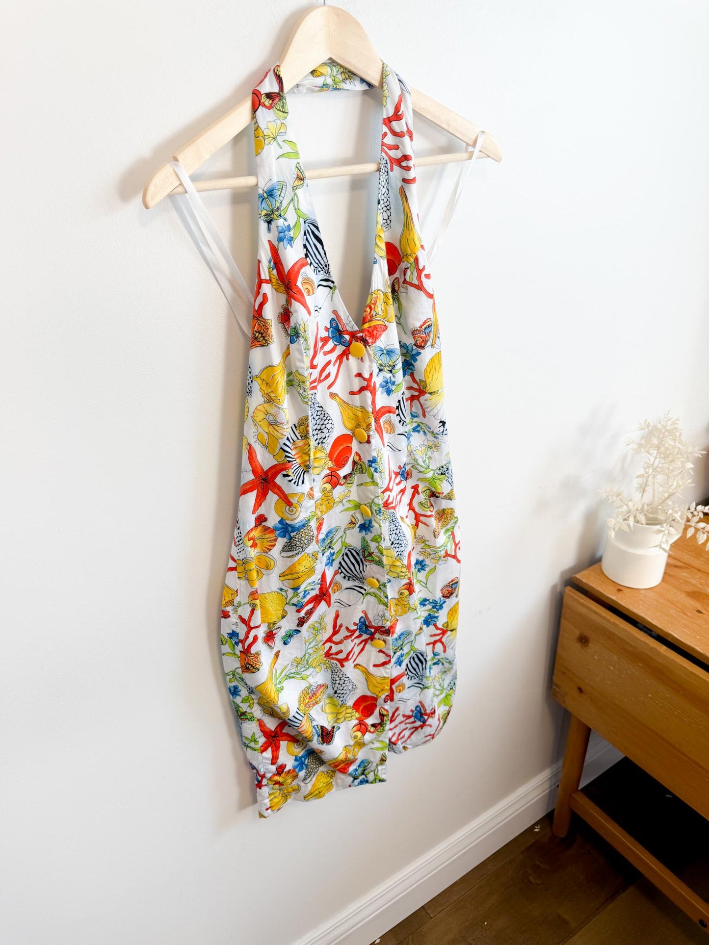 Ryerson School of Fashion Starfish & Seashell Print Halter Mini Dress (Size S/M)