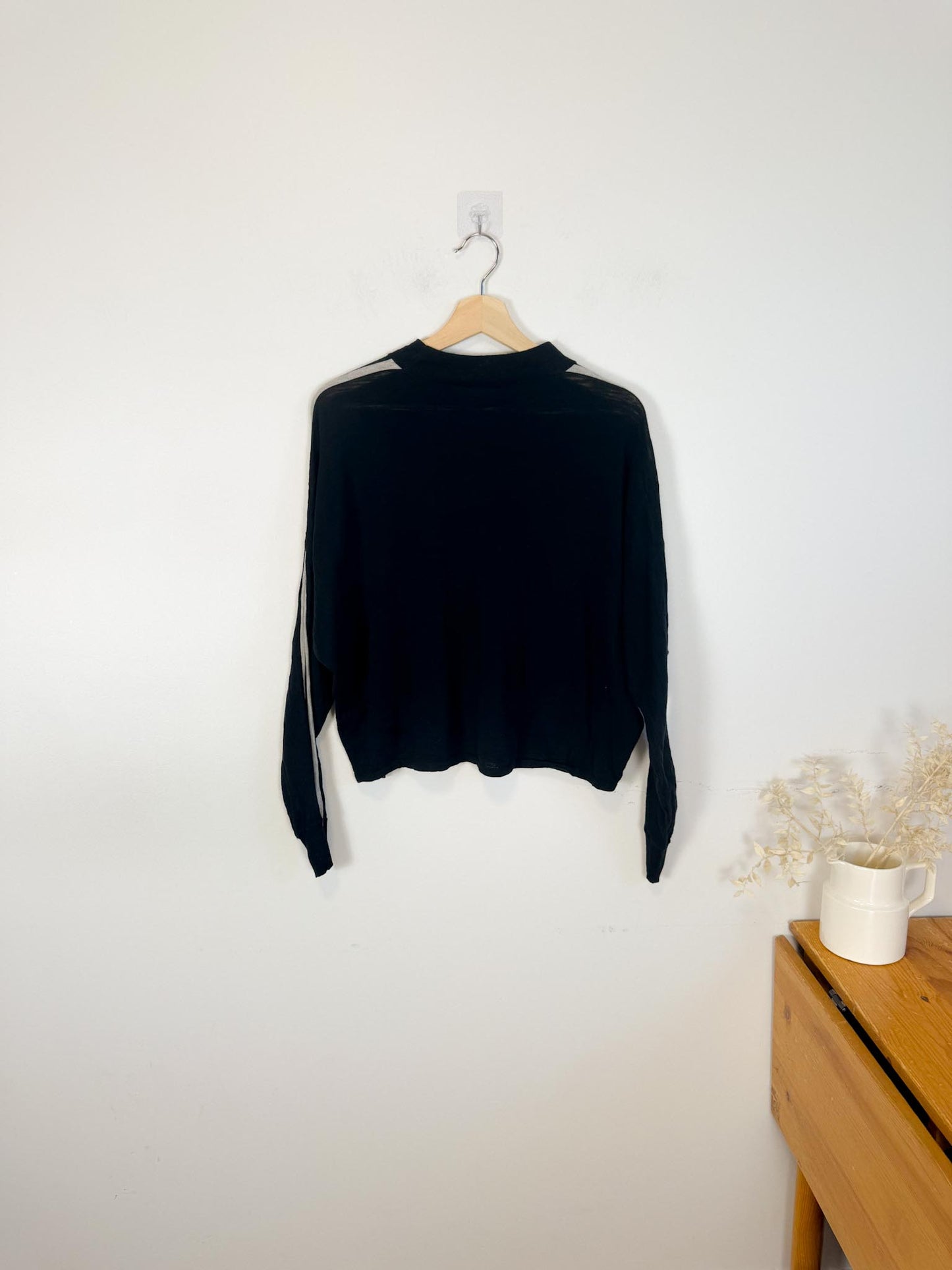 360 Sweater "Essie Sweater in Black with Arm Stripe" (Size XS-M
