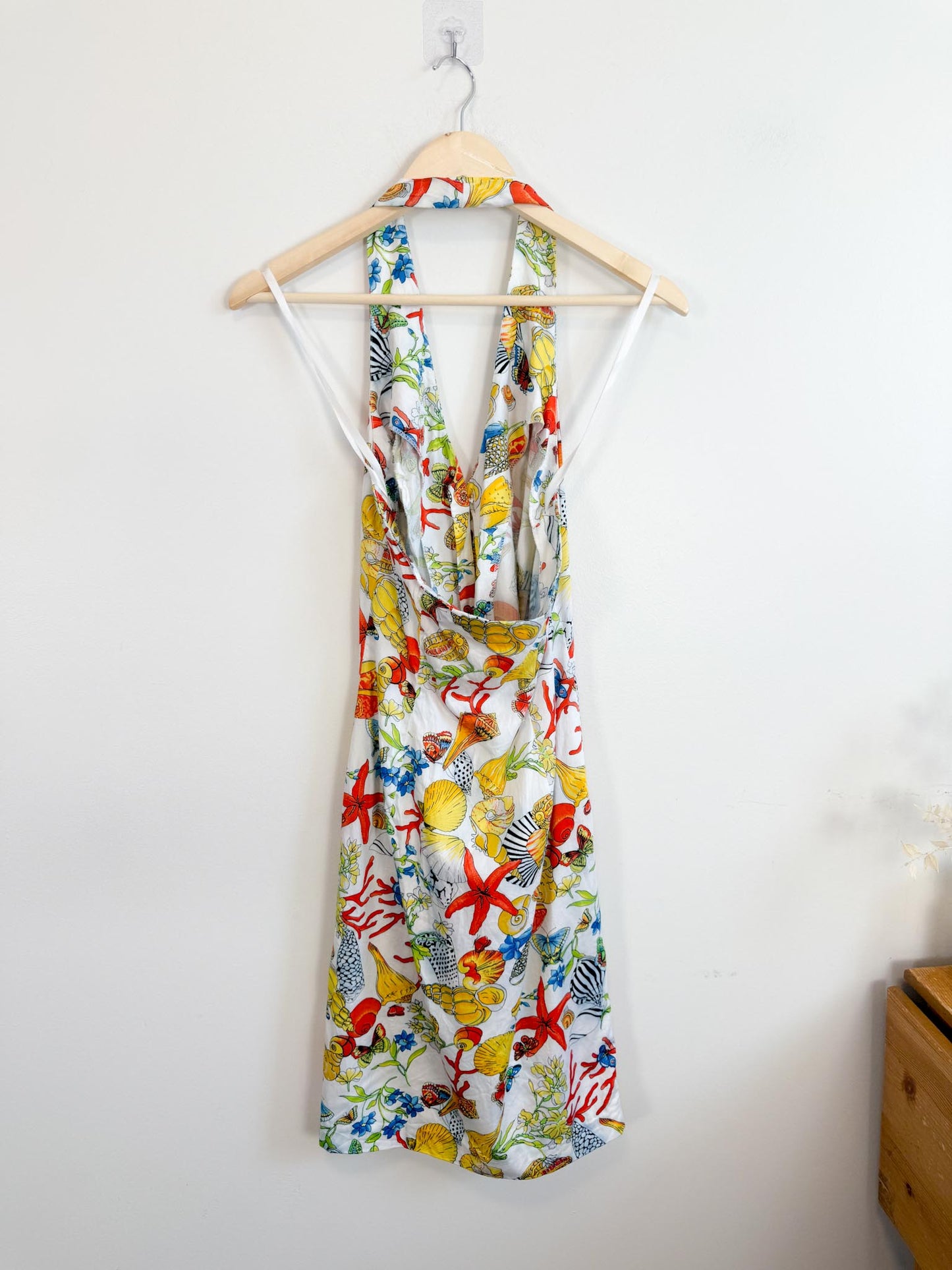 Ryerson School of Fashion Starfish & Seashell Print Halter Mini Dress (Size S/M)