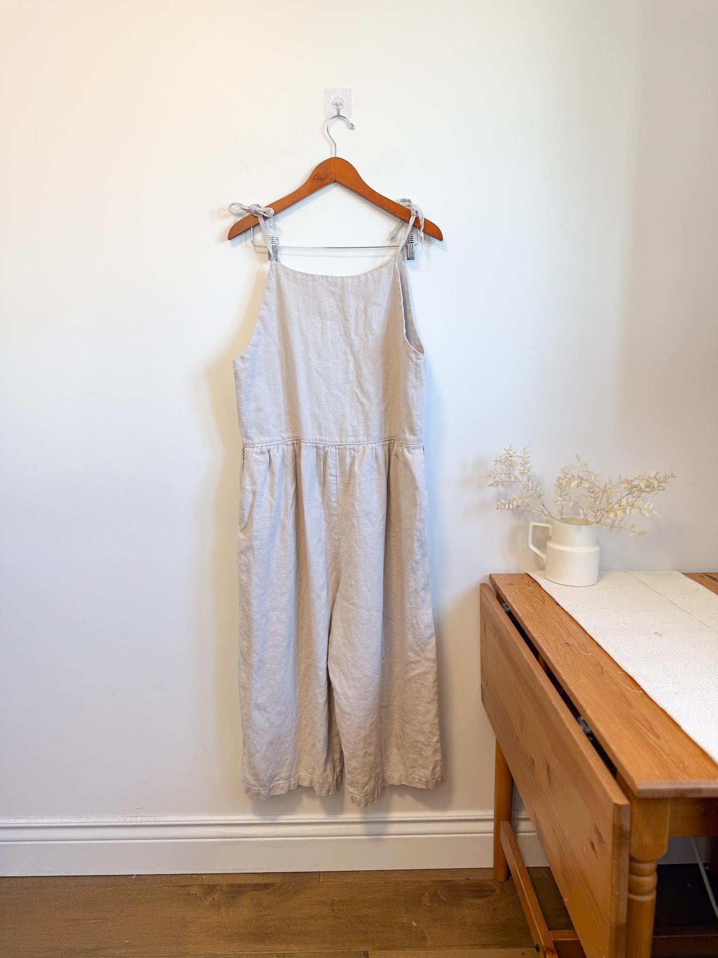 Shelter Slow Fashion Linen Overalls in Grey (Size L/XL)