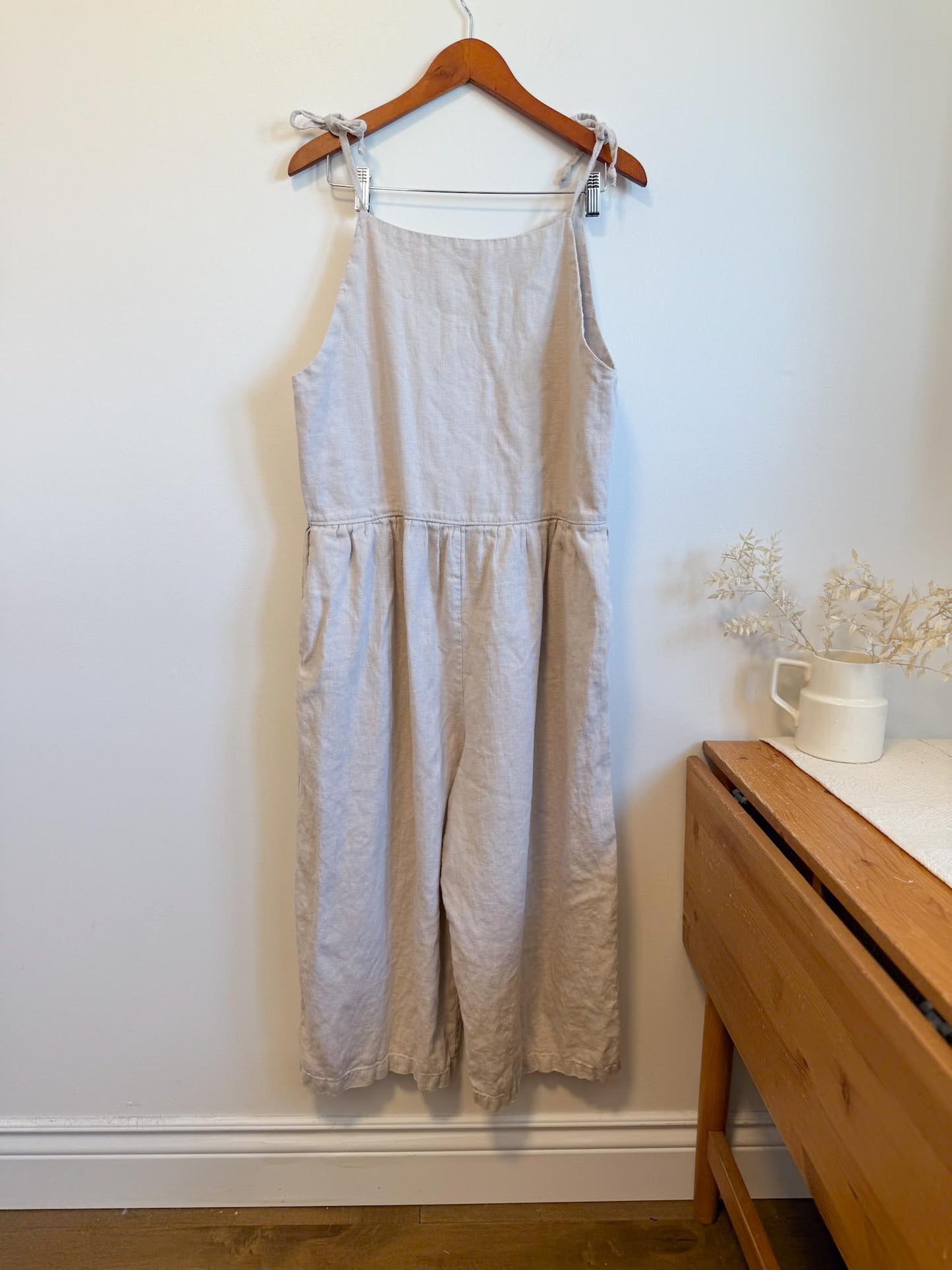 Shelter Slow Fashion Linen Overalls in Grey (Size L/XL)