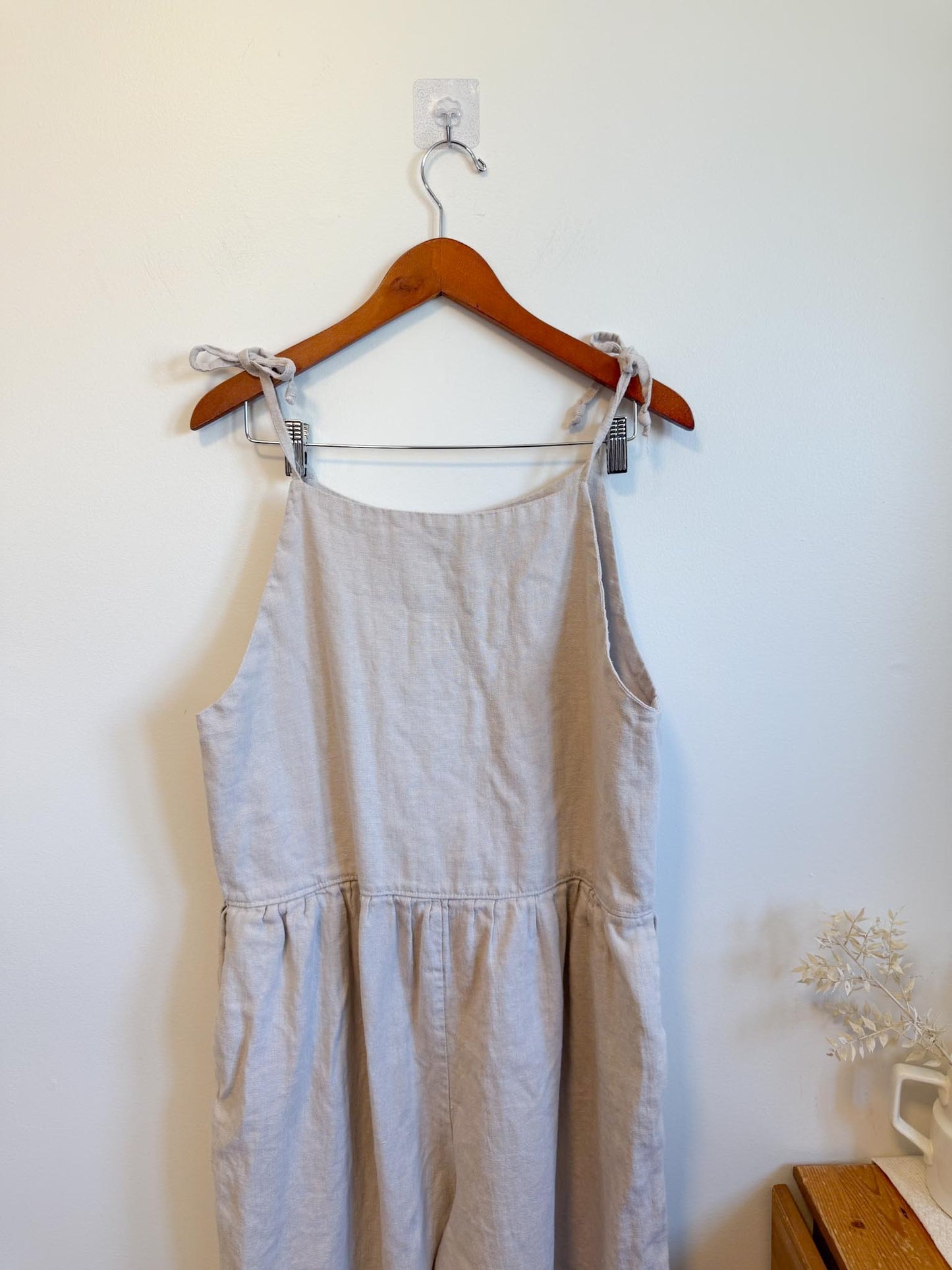 Shelter Slow Fashion Linen Overalls in Grey (Size L/XL)