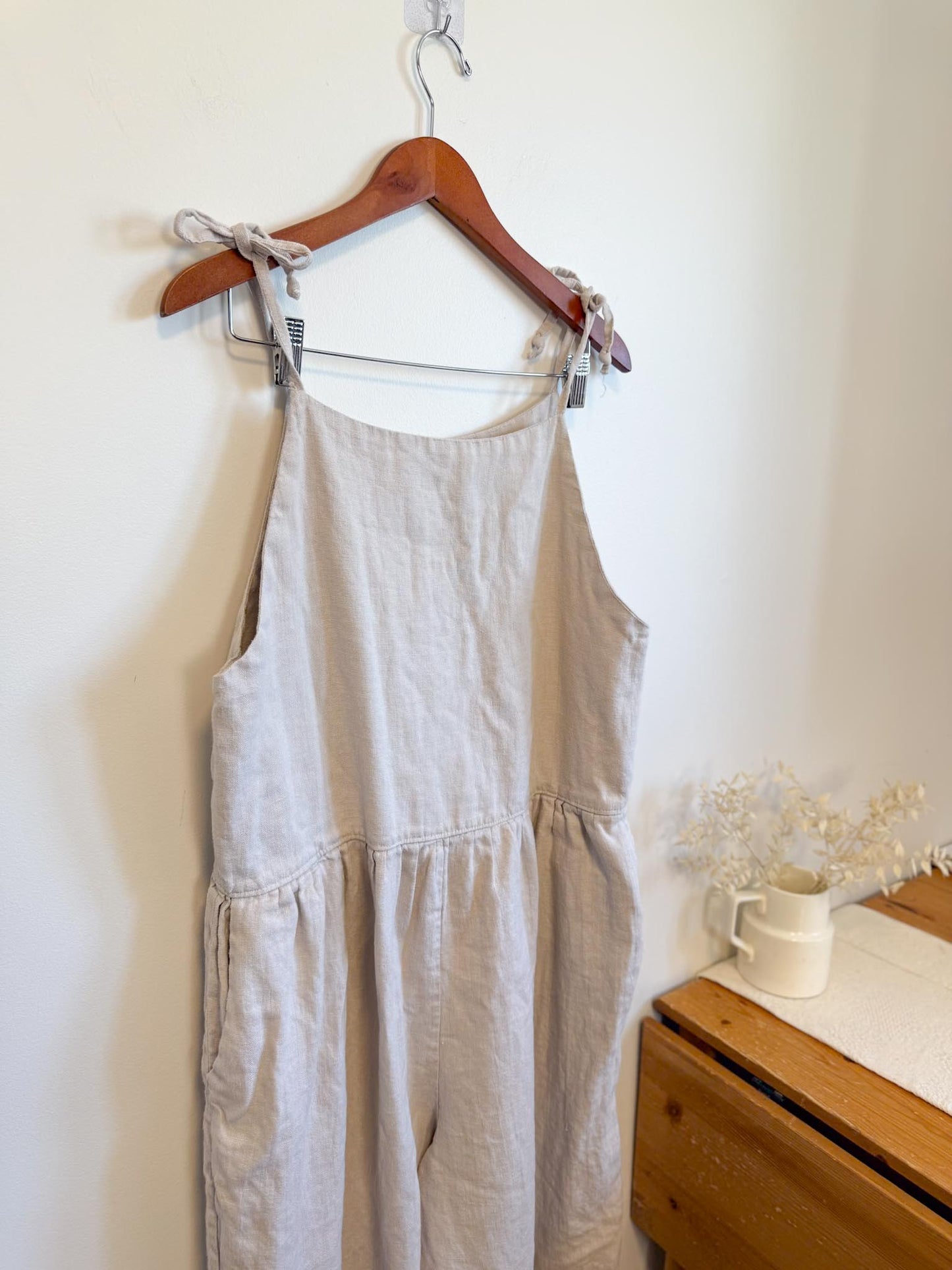 Shelter Slow Fashion Linen Overalls in Grey (Size L/XL)