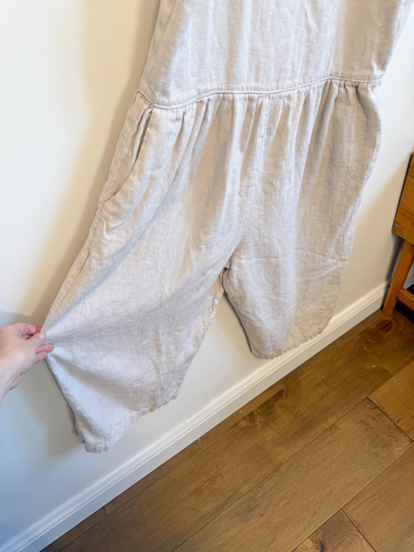 Shelter Slow Fashion Linen Overalls in Grey (Size L/XL)