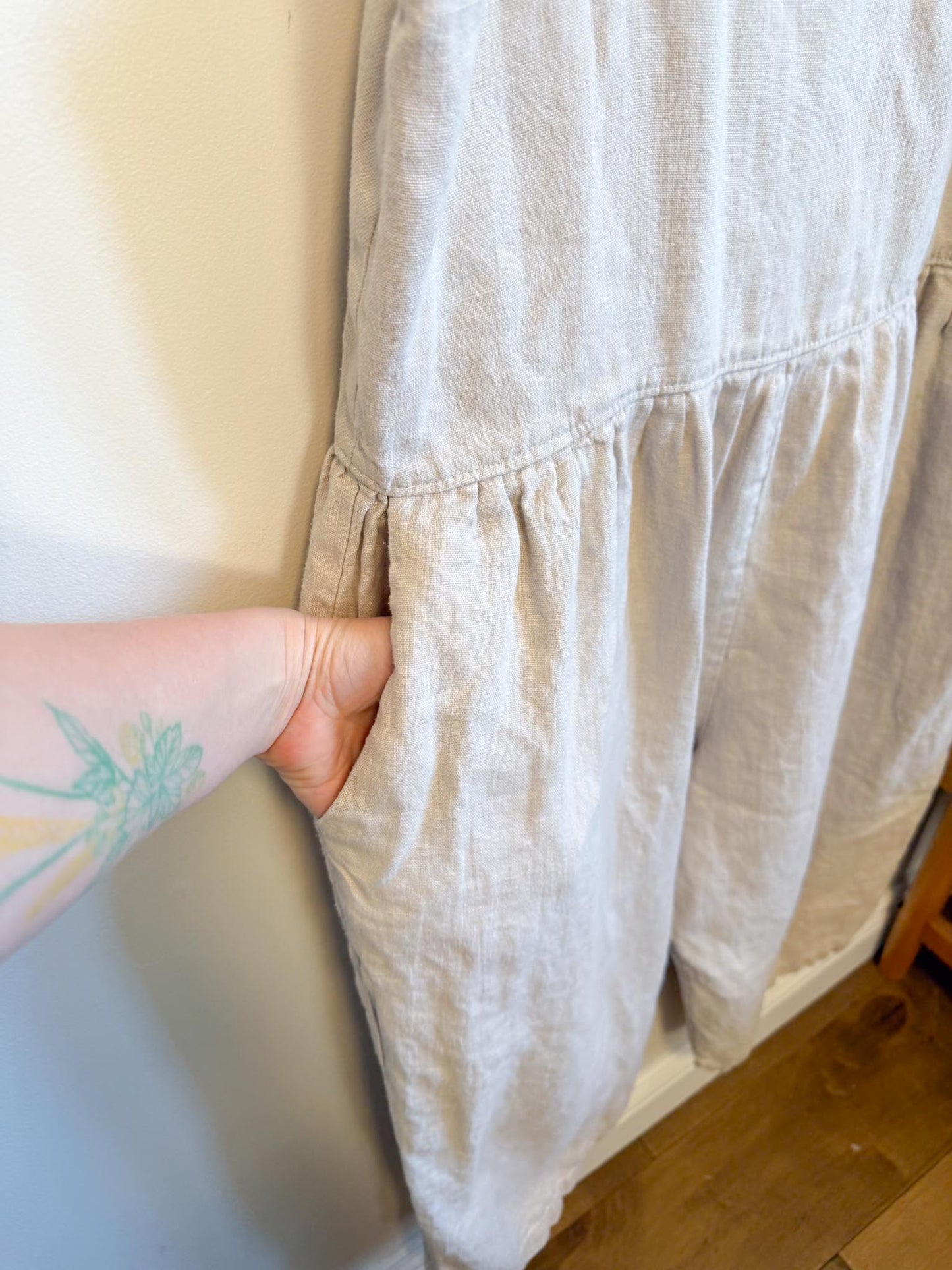 Shelter Slow Fashion Linen Overalls in Grey (Size L/XL)