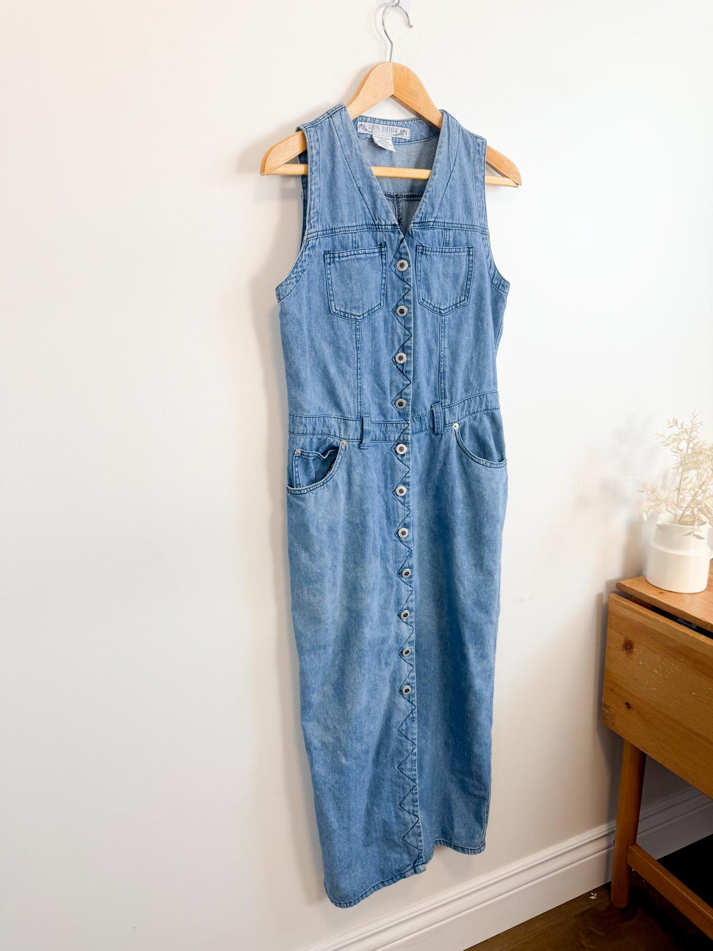 Vintage Denim Sleeveless Dress (Size S)