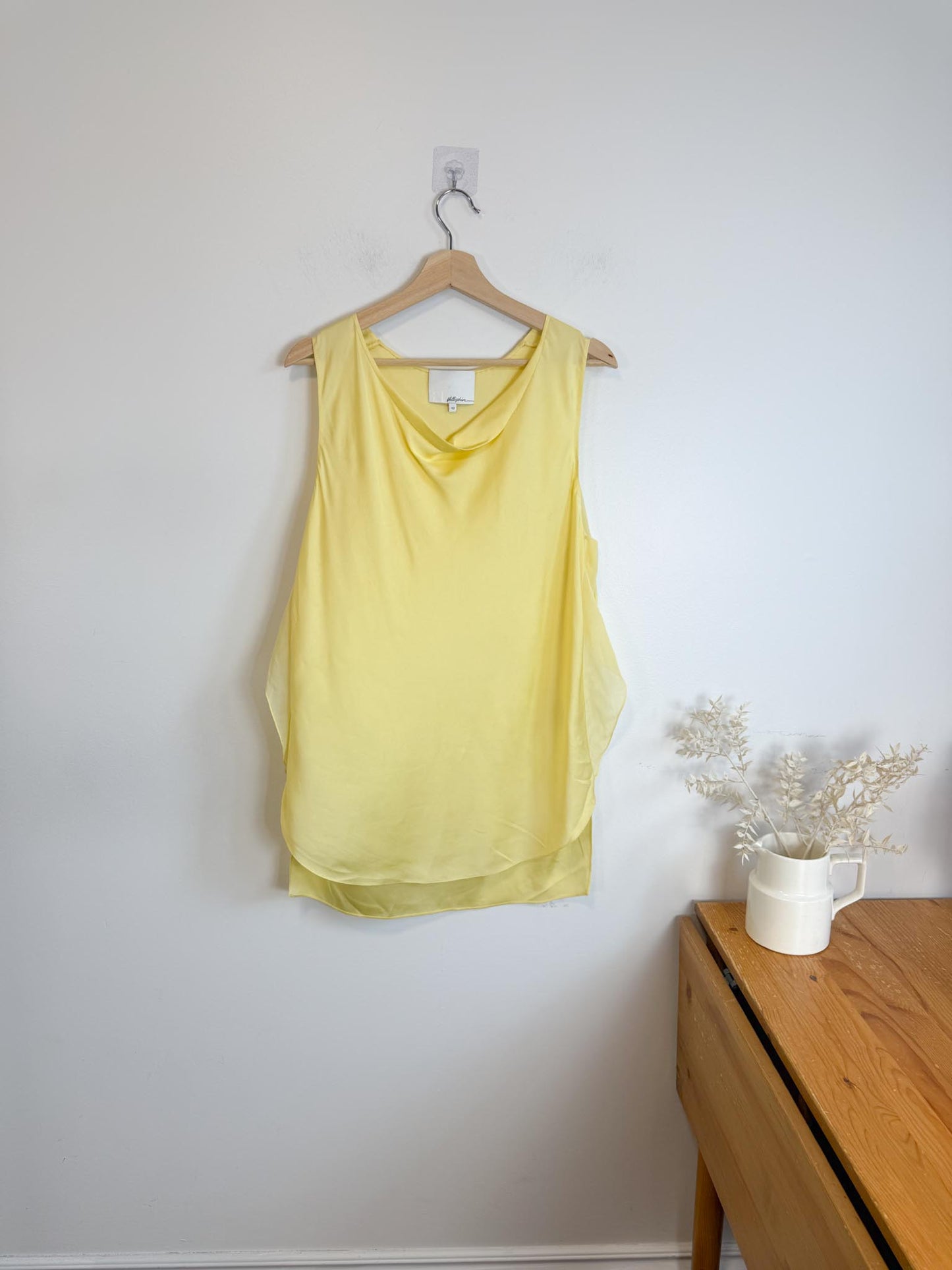 3.1 Phillip Lim Designer Silk Sleeveless Blouse in Butter Yellow (Size 10)