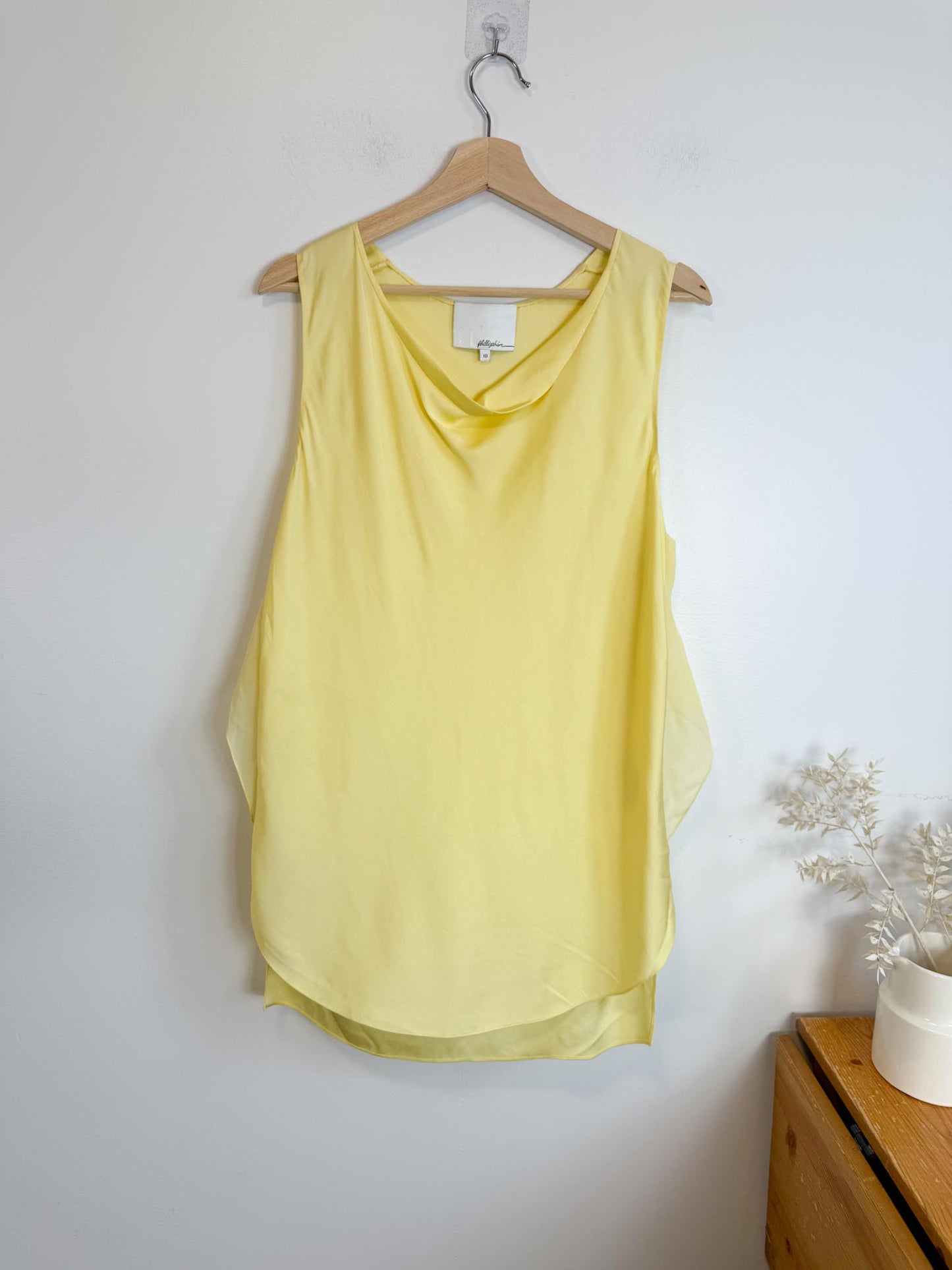 3.1 Phillip Lim Designer Silk Sleeveless Blouse in Butter Yellow (Size 10)