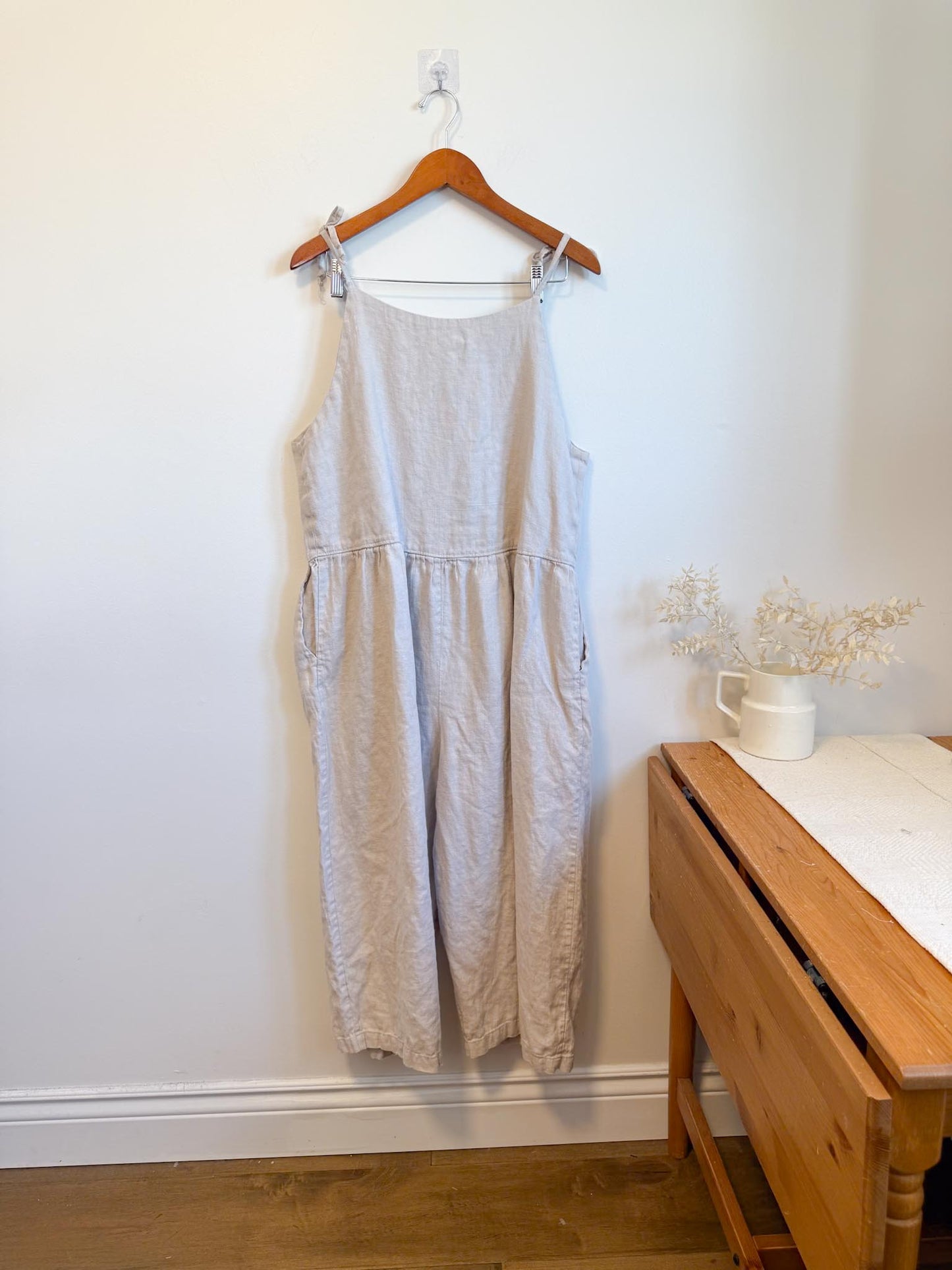 Shelter Slow Fashion Linen Overalls in Grey (Size L/XL)