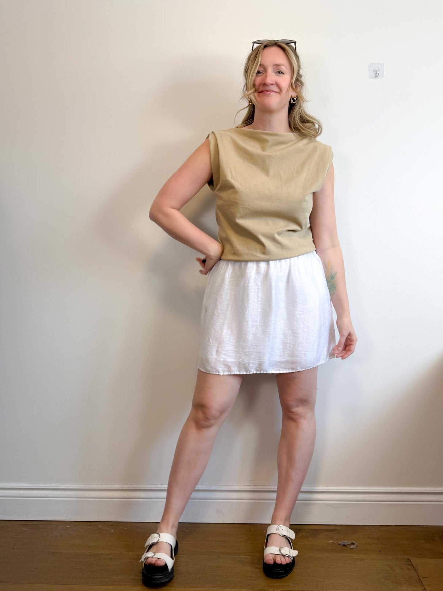 LOFT White Linen Mini Skirt (Size XL)