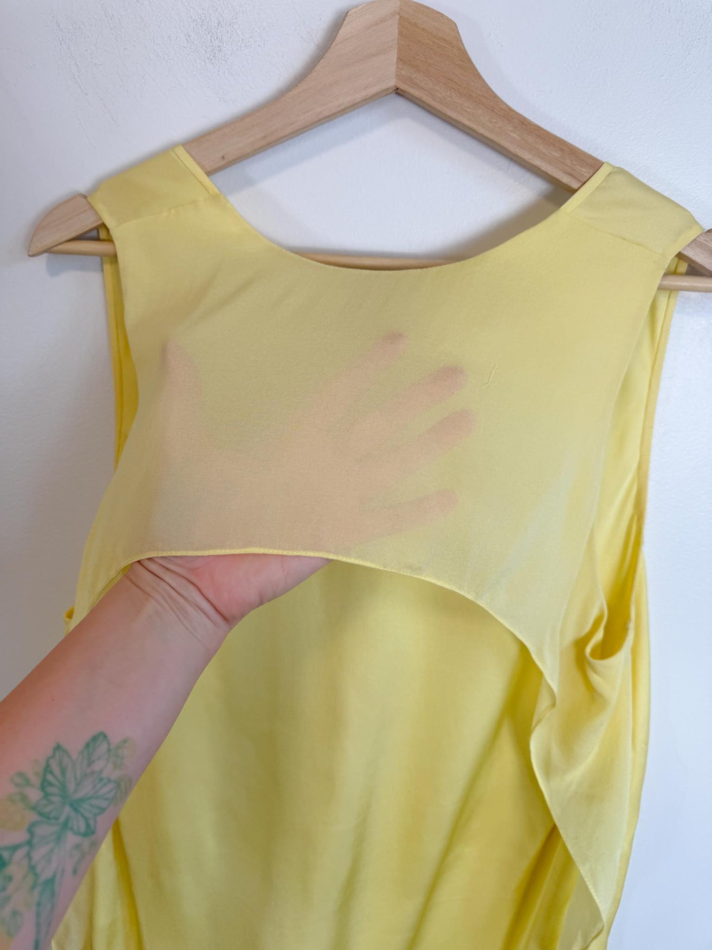 3.1 Phillip Lim Designer Silk Sleeveless Blouse in Butter Yellow (Size 10)