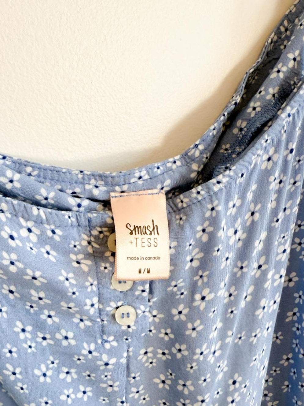 Smash & Tess Blue Floral "Jillyalls" Romper (Size M)