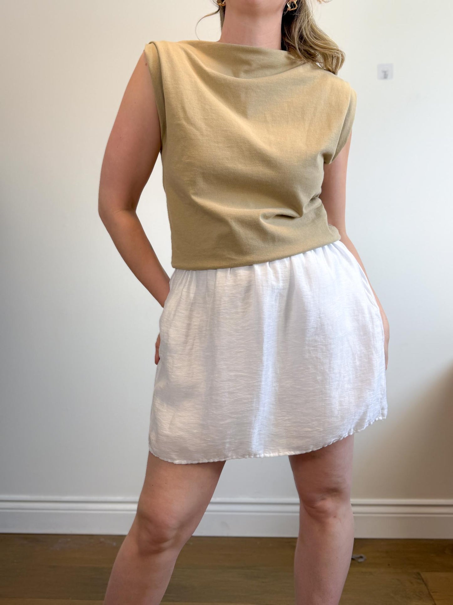 LOFT White Linen Mini Skirt (Size XL)