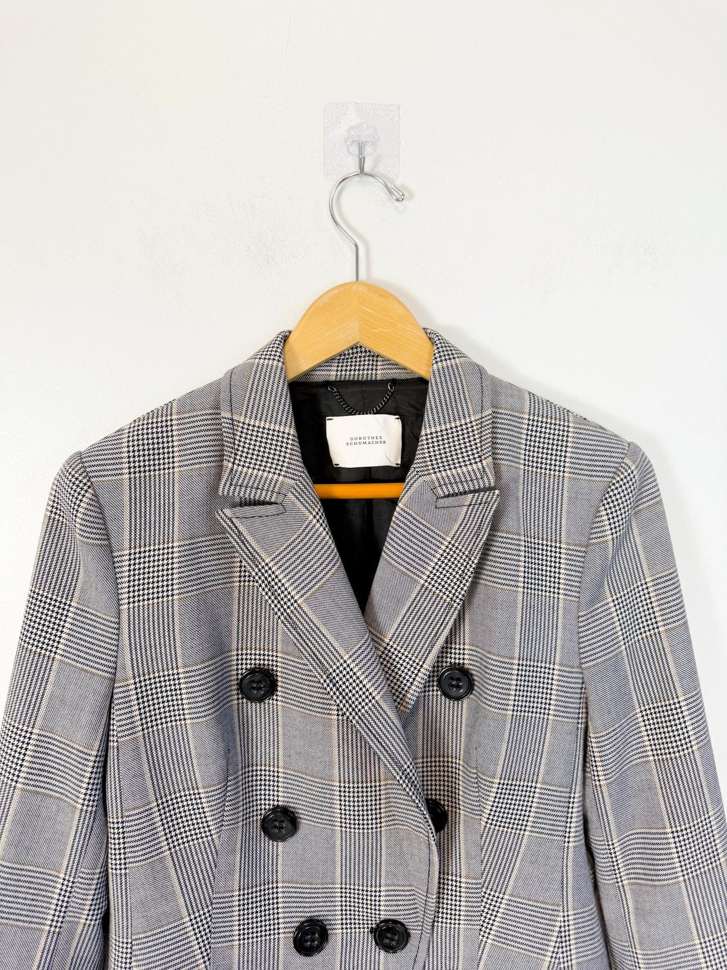 Dorothee Schumacher Double Breasted Blazer in Grey Plaid (Size S)
