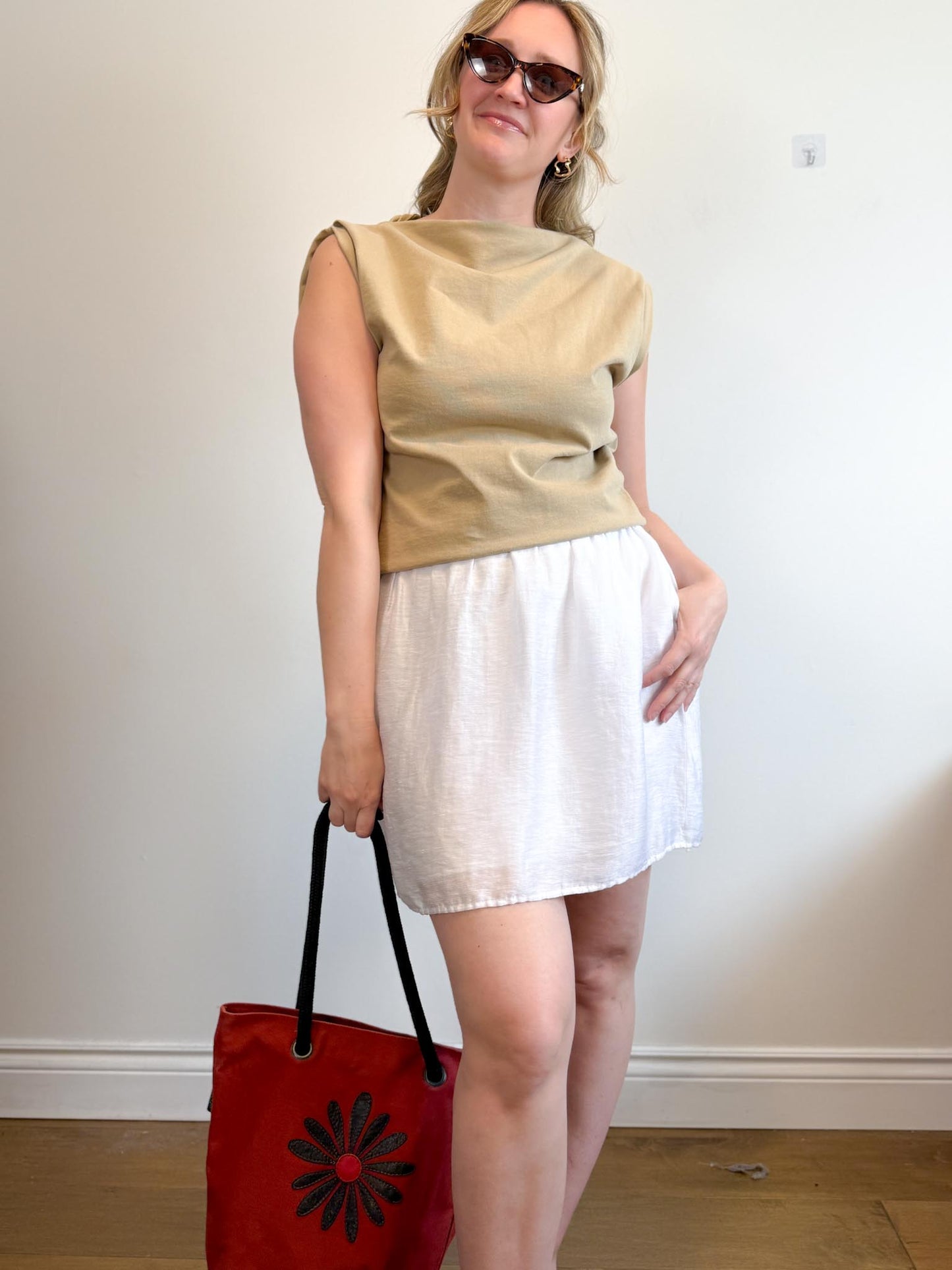 LOFT White Linen Mini Skirt (Size XL)
