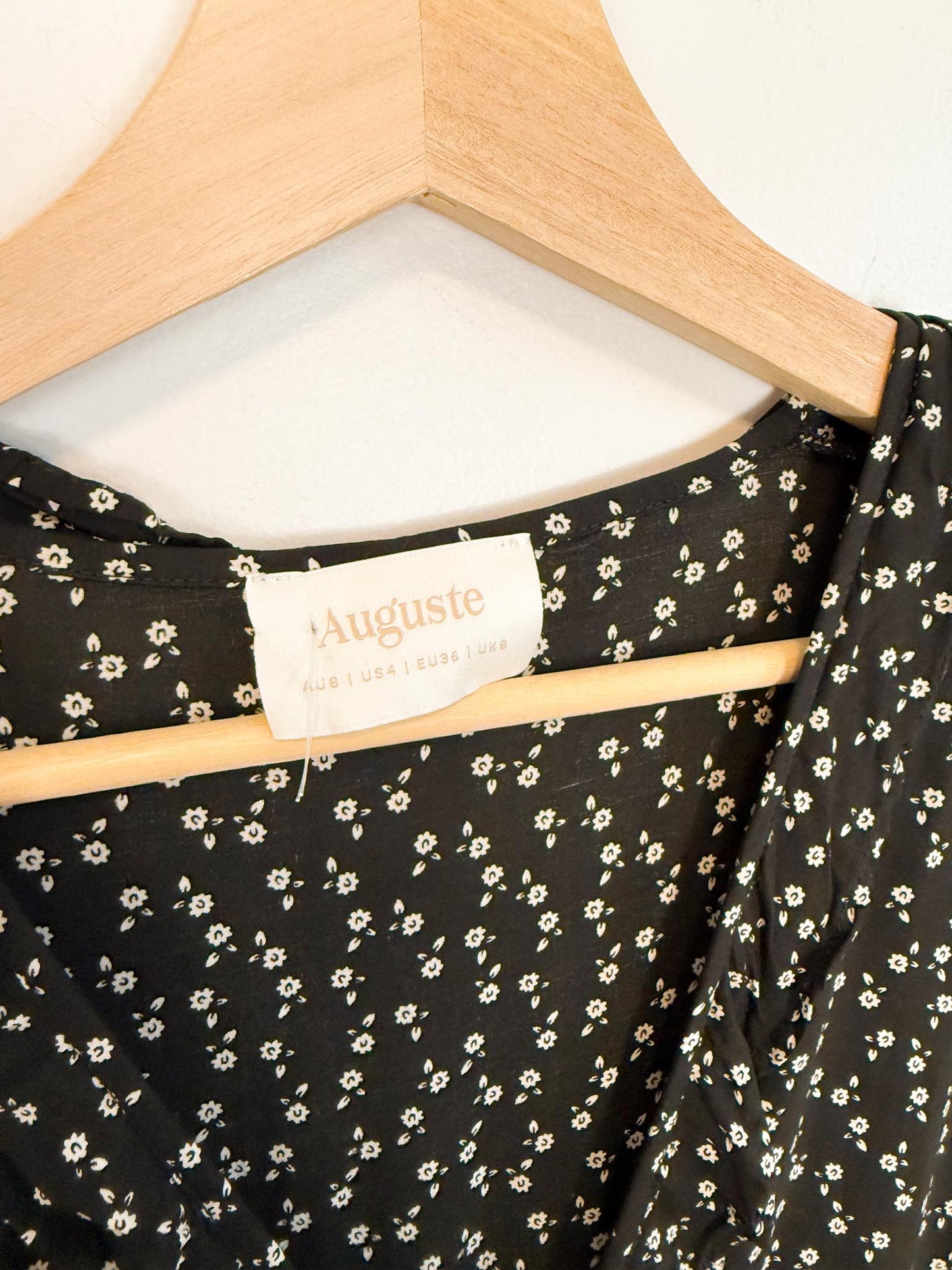 Auguste "Bella Frill Play Dress in Black/White Floral" (Size S)